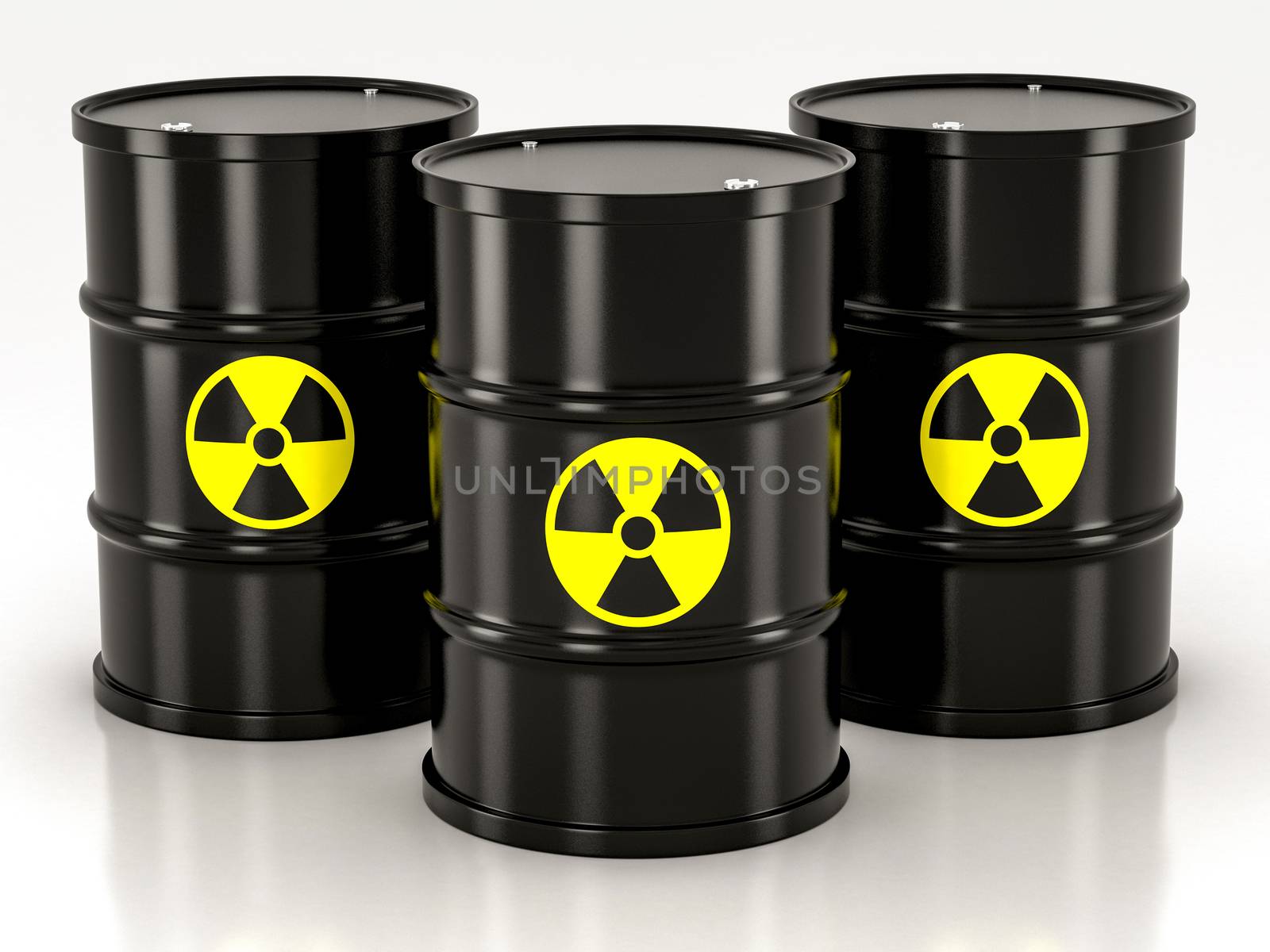 black radioactive barrel on a white background