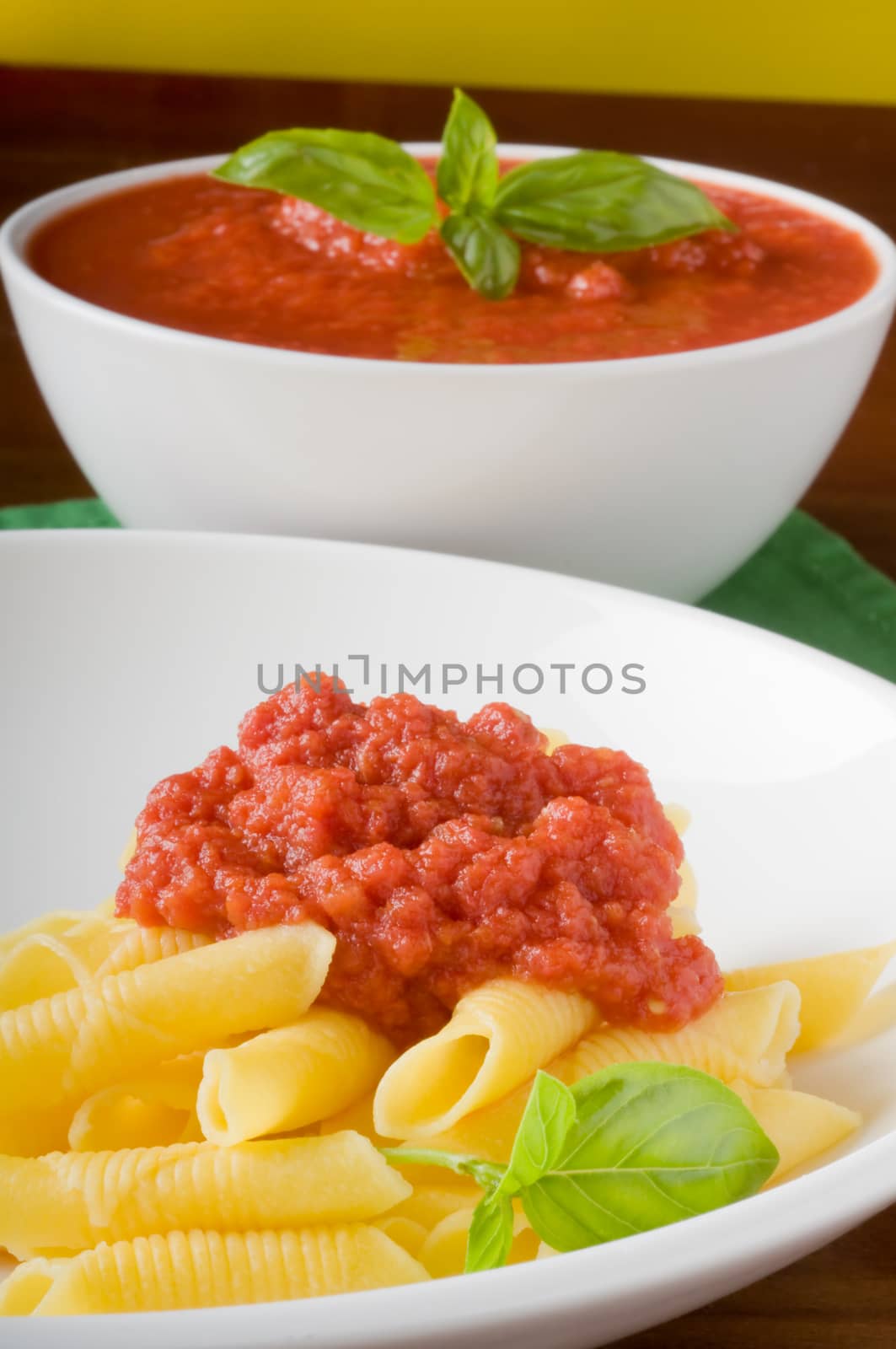 Pasta with tomato sauce basil - Garganelli al pomodoro e basilico