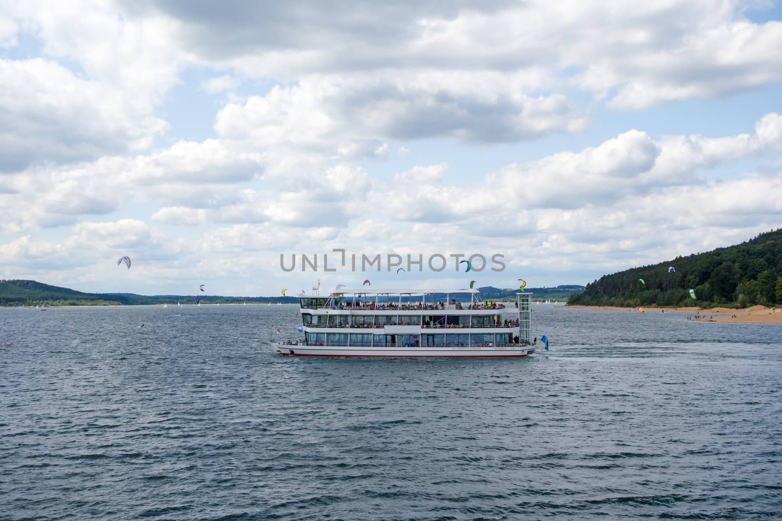 Ferry at the Brombachsee, Bavaria, Germany
