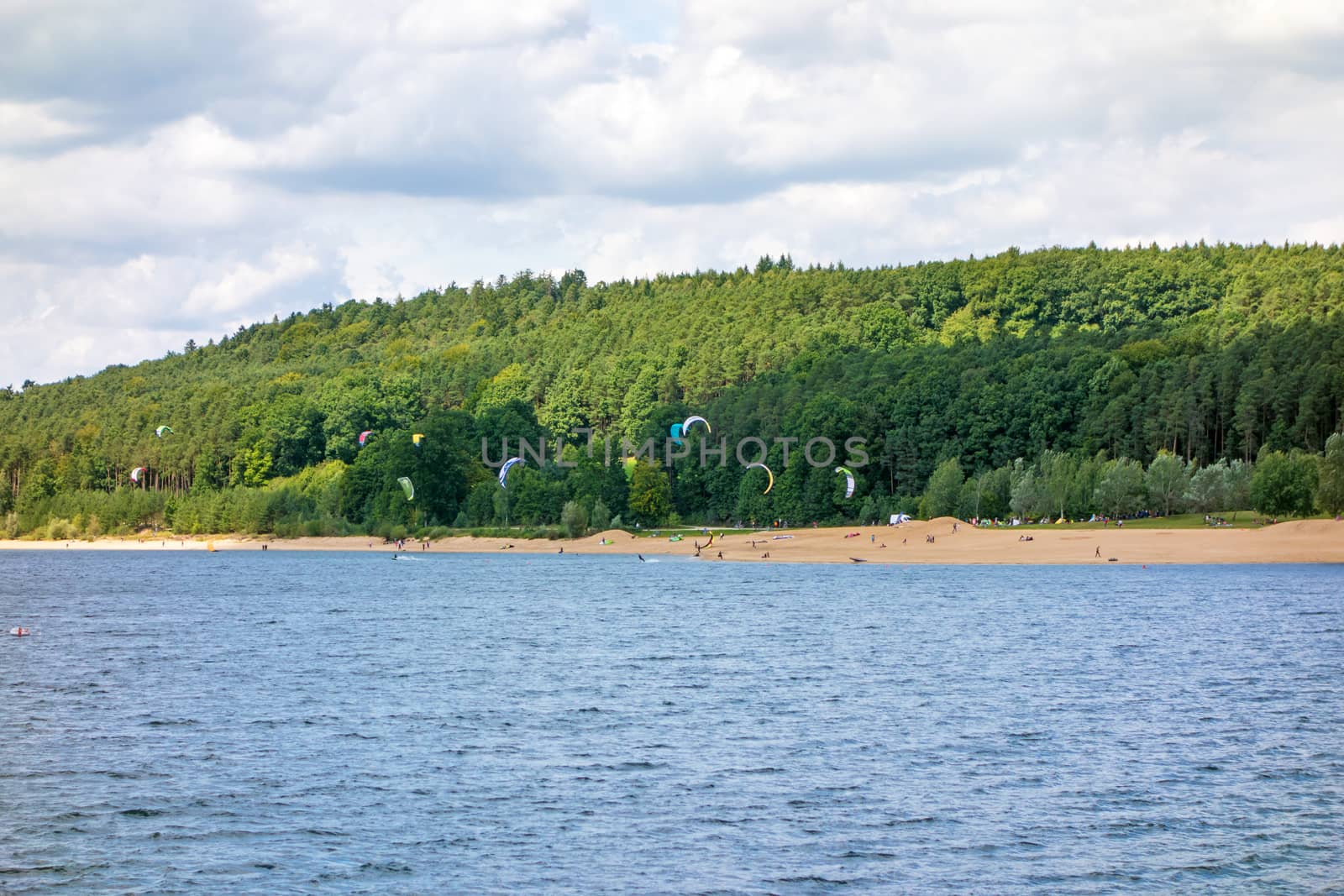 Kite surfer at the Brombachsee, Bavaria, Germany