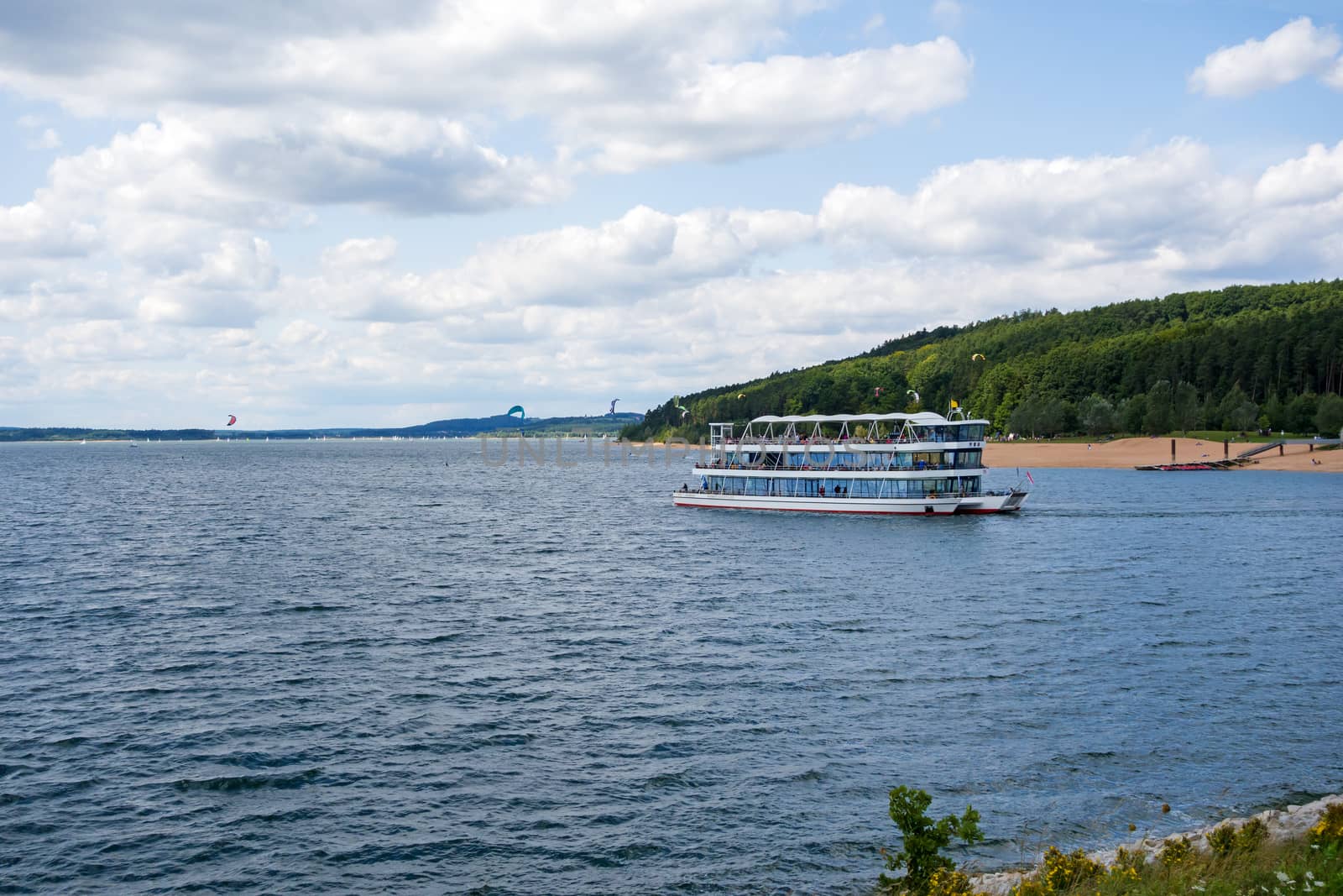 Ferry at the Brombachsee, Bavaria, Germany