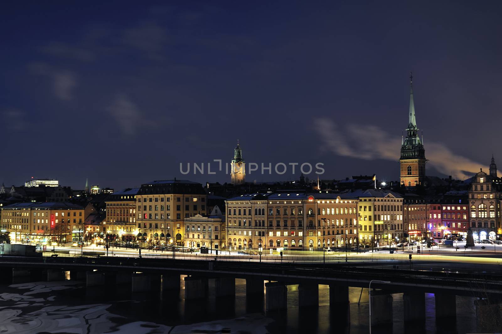 A night view of Stockholm old city, Sweden