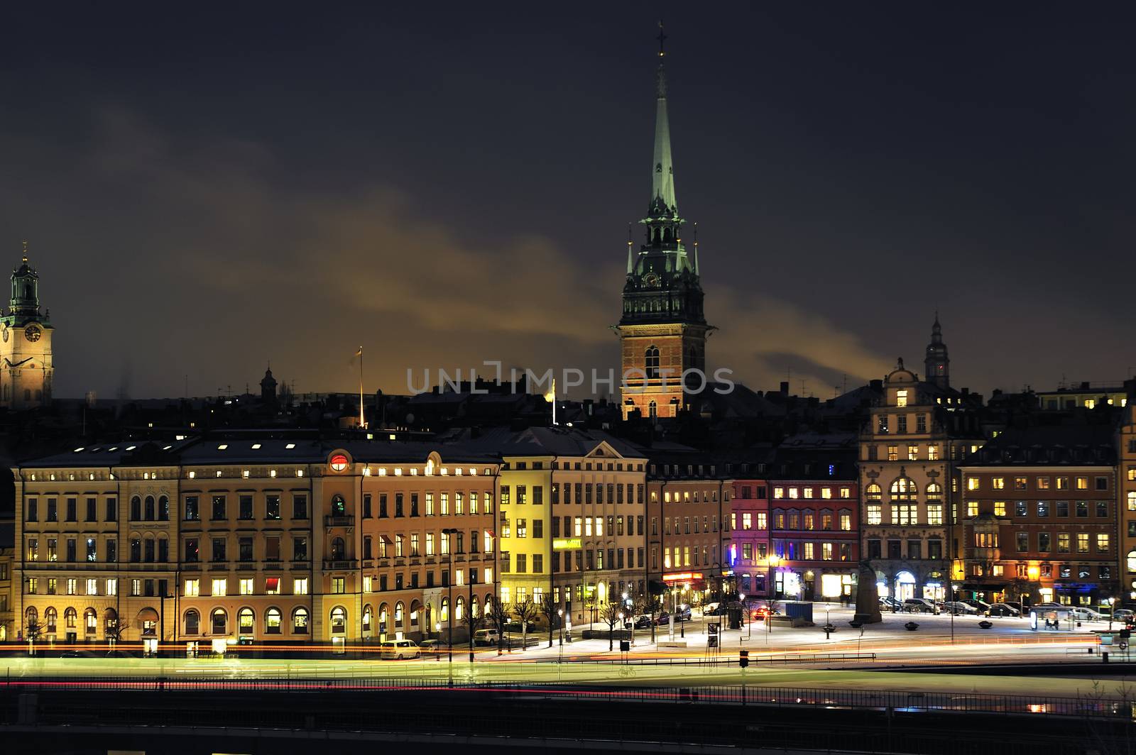 A night view of Stockholm old city by a40757