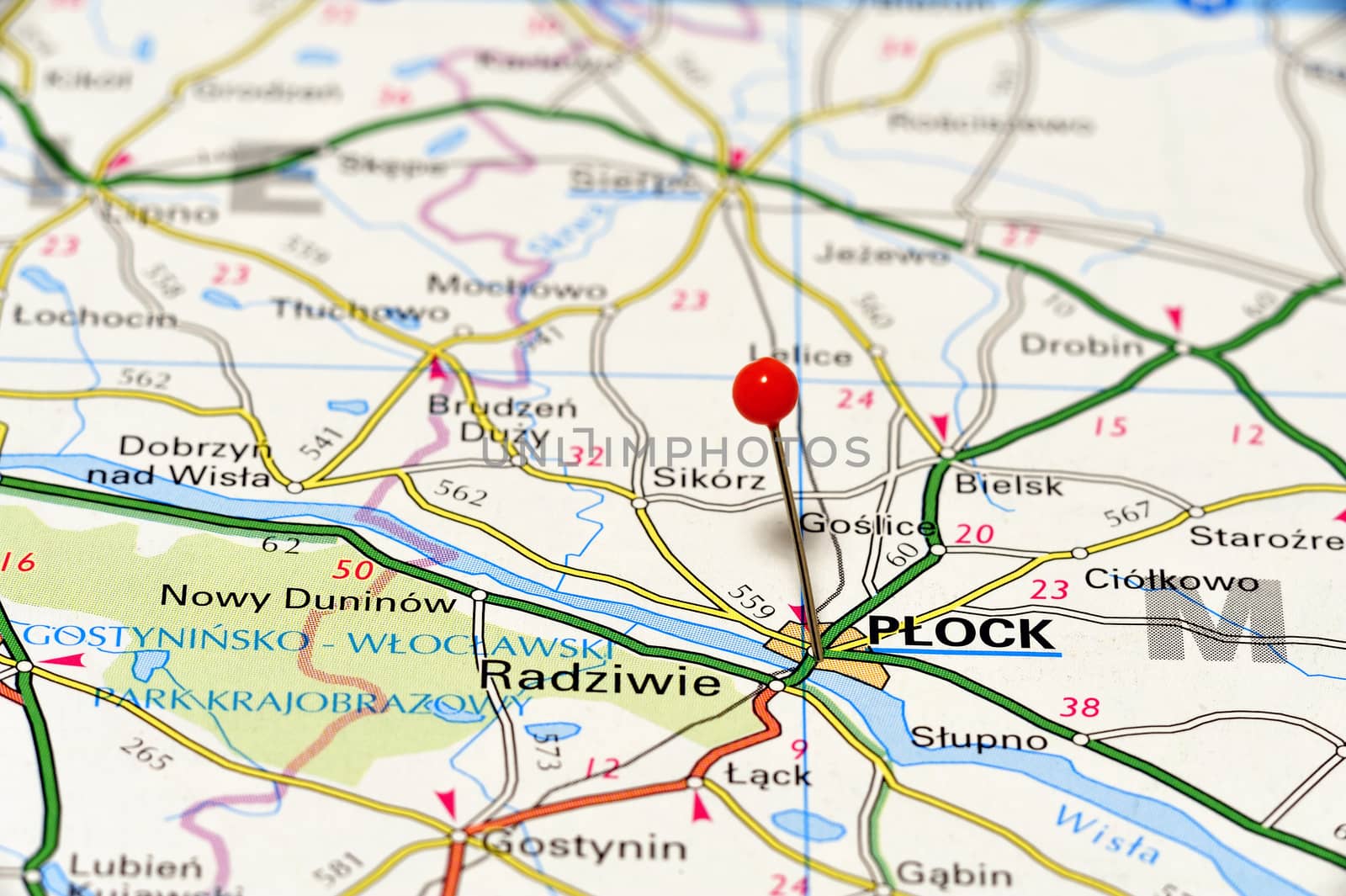 Closeup of Płock. Płock is a city located in western Poland, 270 kilometers west of Warsaw.