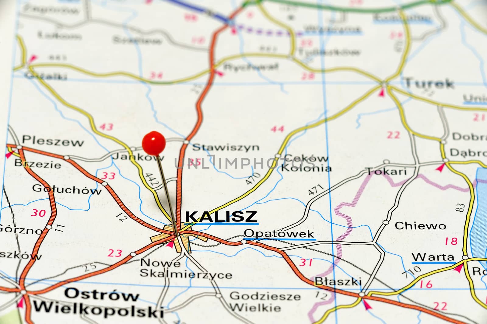 Closeup of Kalisz. Kalisz city of Wielkopolska province in central Poland, situated on the river Prosna.