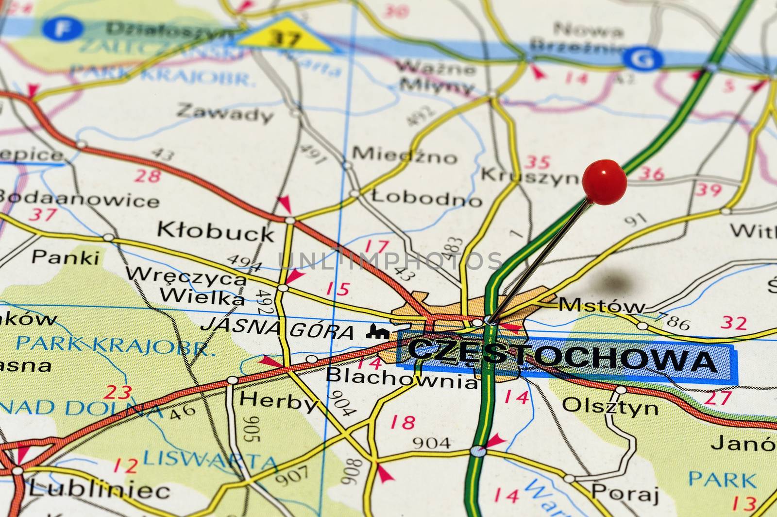 European cities on map series: Czestochowa