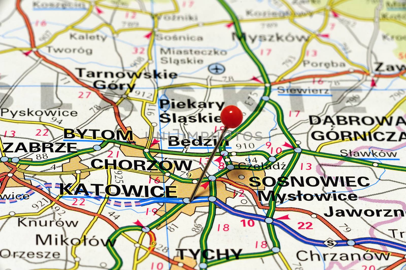 European cities on map series: Katowice