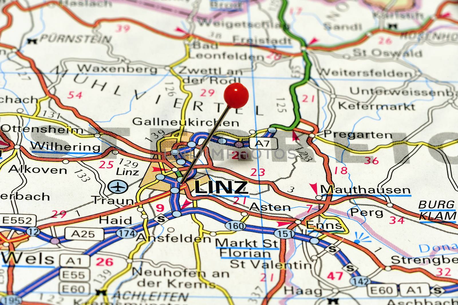 European cities on map series: Linz