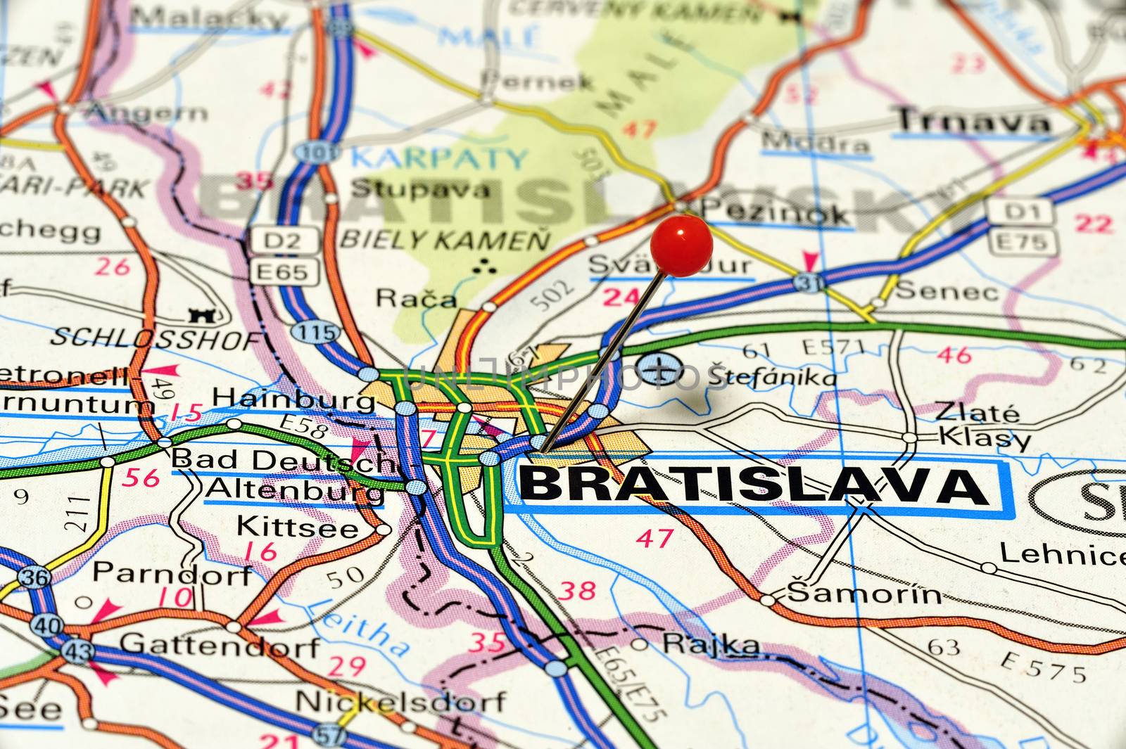 European cities on map series: Bratislava