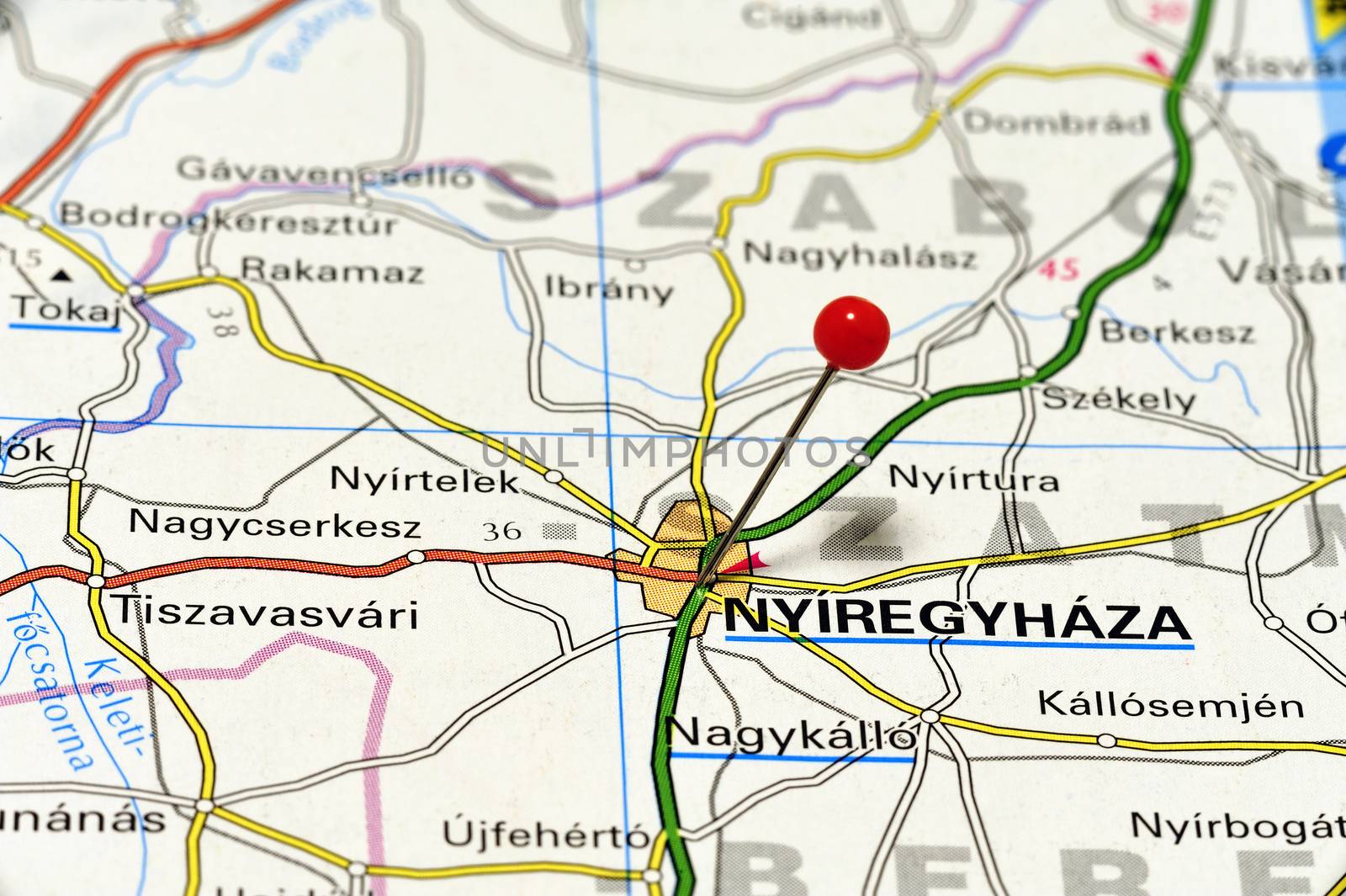 European cities on map series: Nyiregyhaza