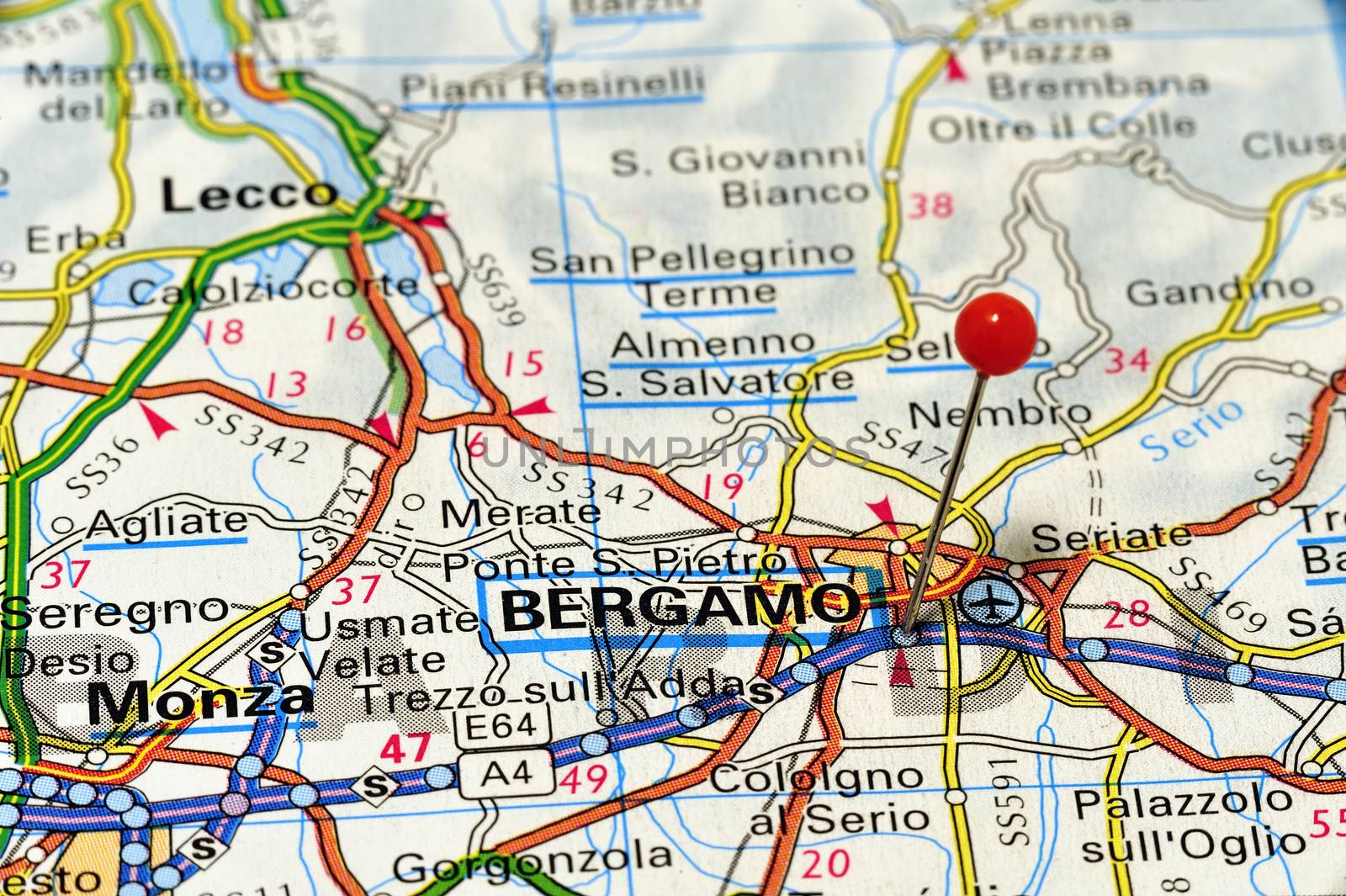 European cities on map series: Bergamon