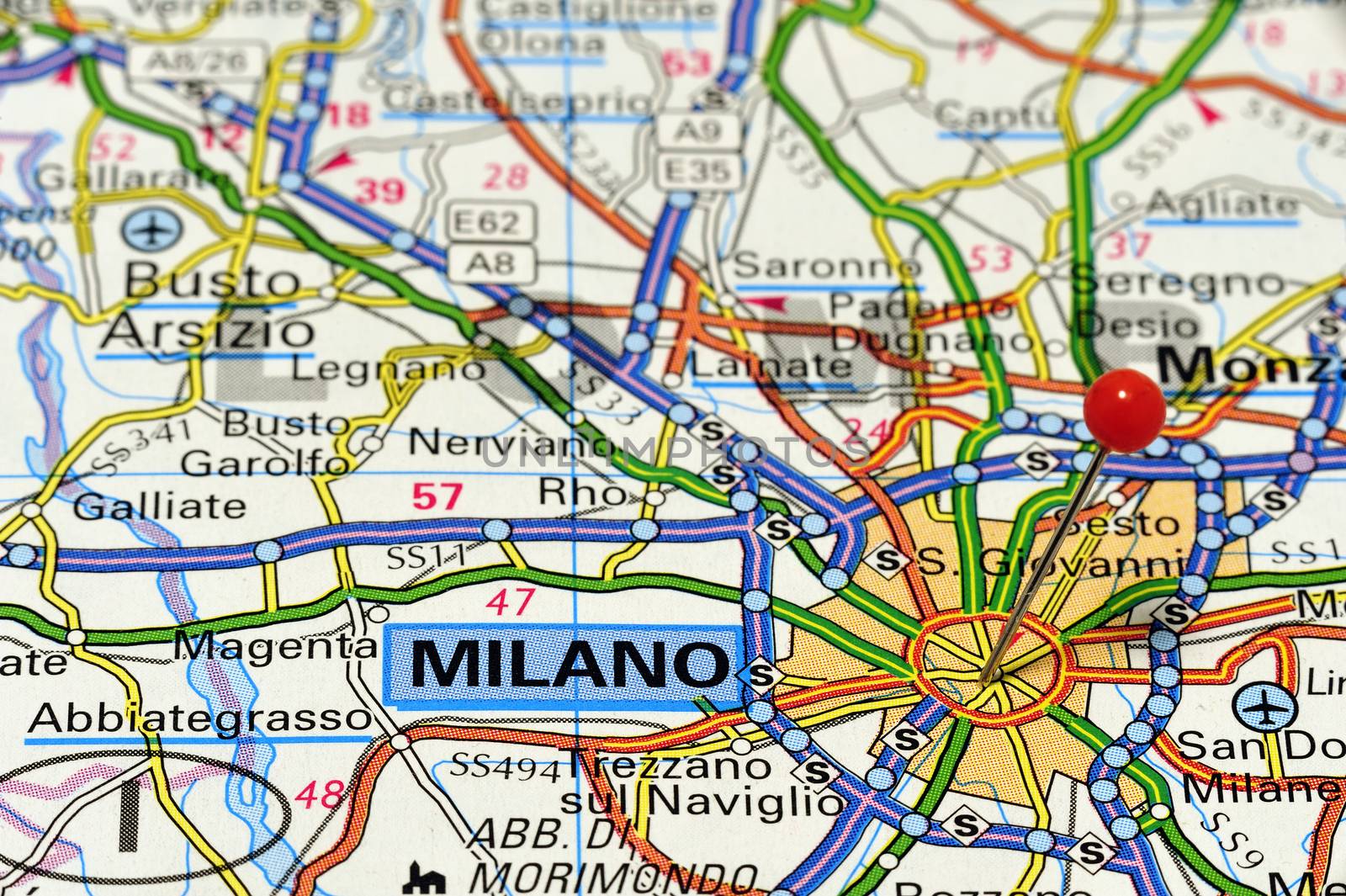 European cities on map series: Milano