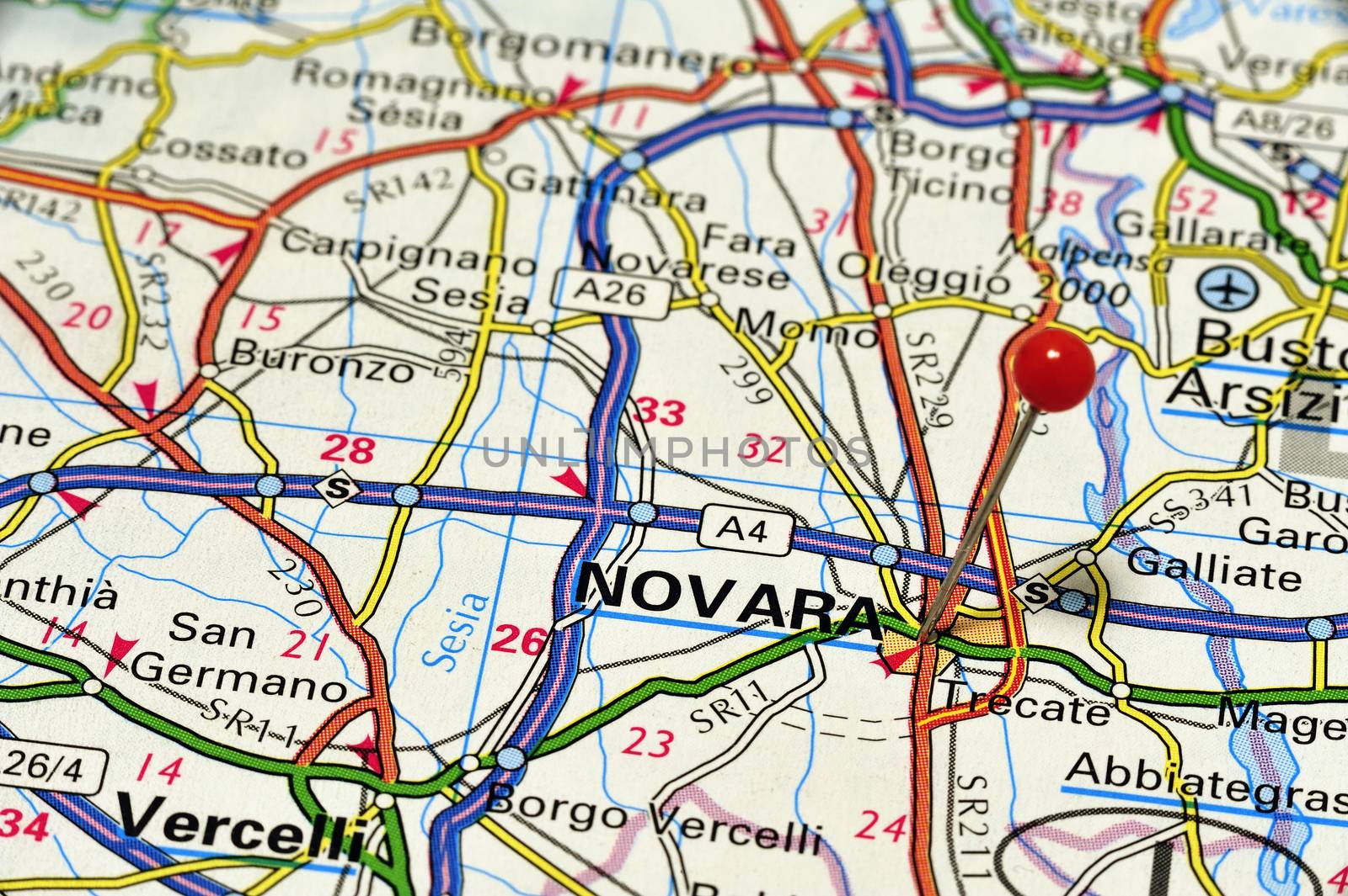 European cities on map series: Novara