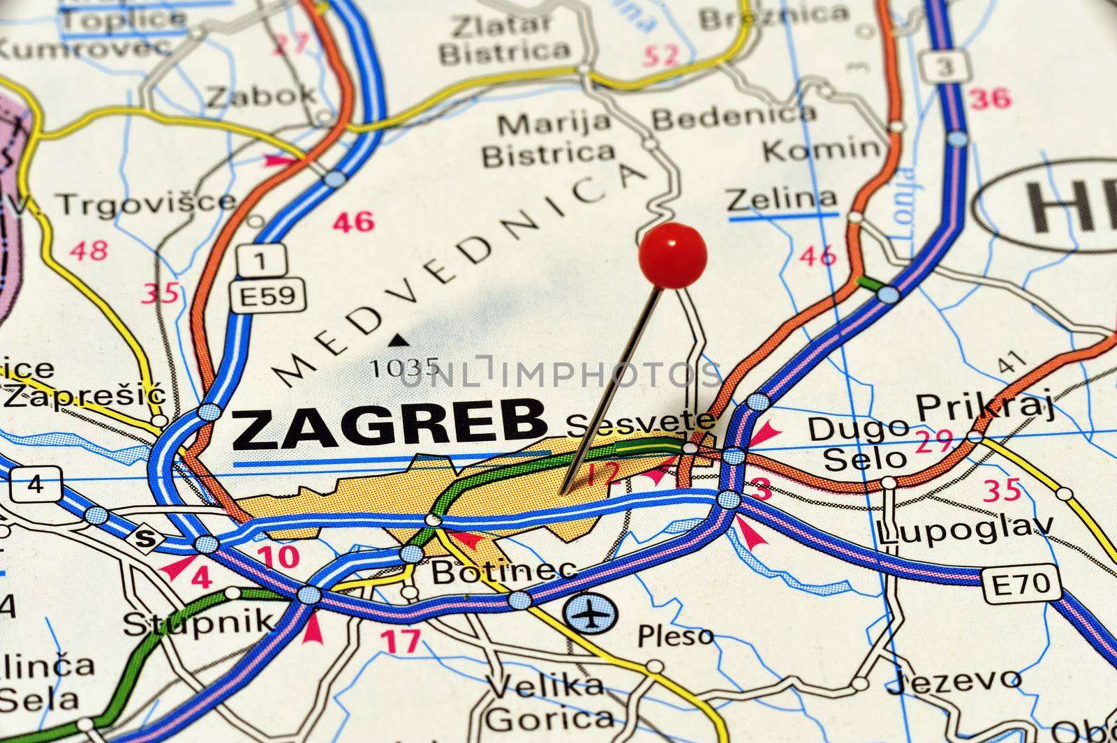 European cities on map series: Zagreb