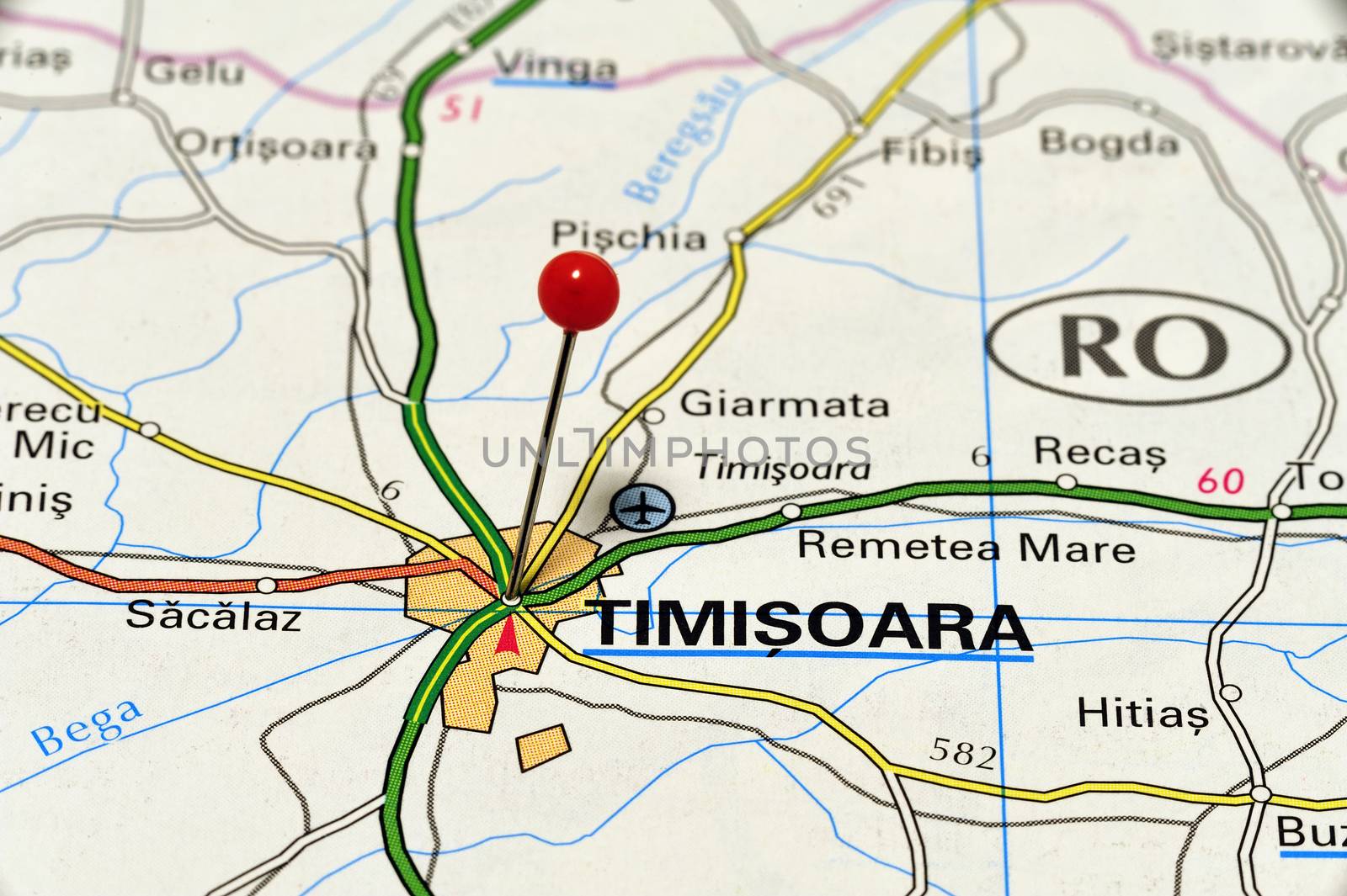 Europe cities on map series: Timisoara