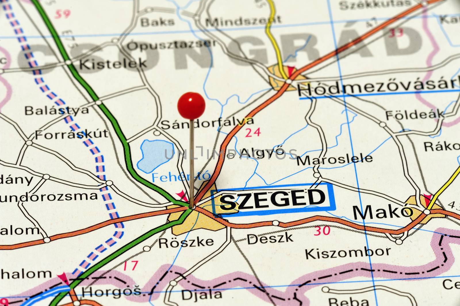 European cities on map series: Szeged