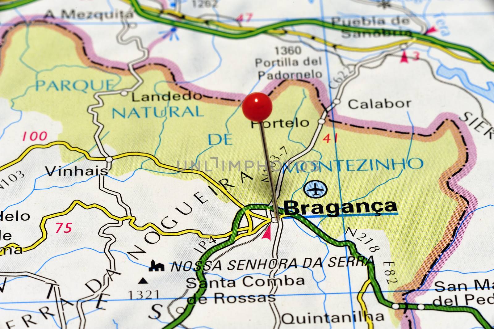 European cities on map series: Braganca