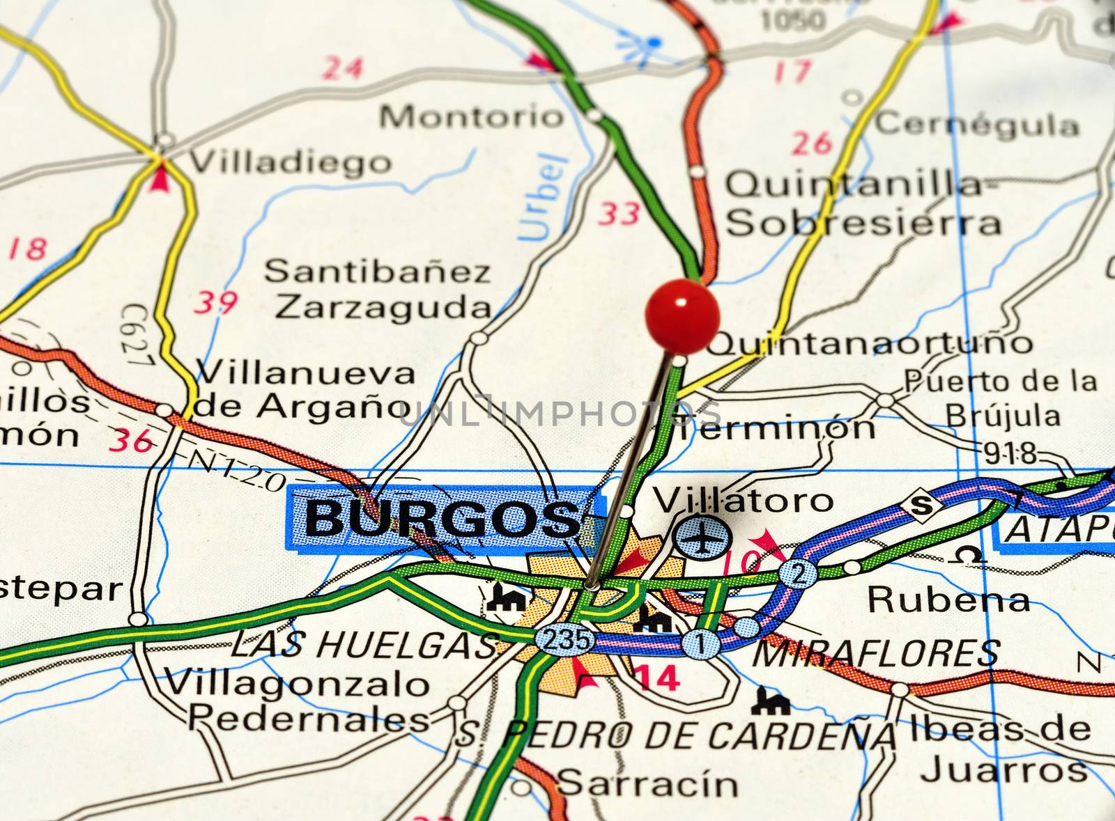 European cities on map series: Burgos