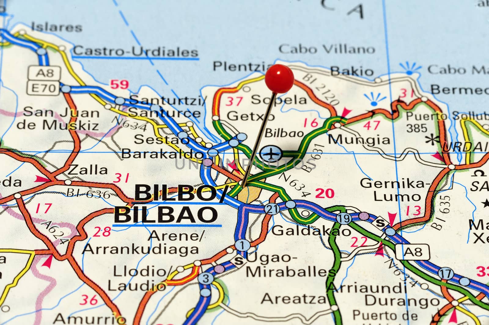 European cities on map series: Bilbao