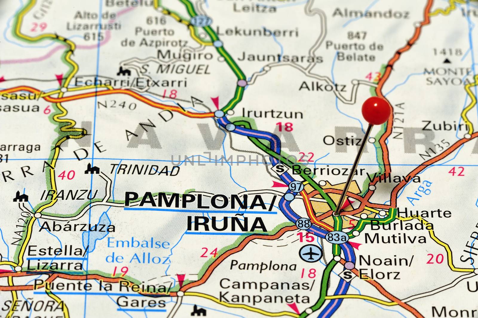 European cities on map series: Pamplona