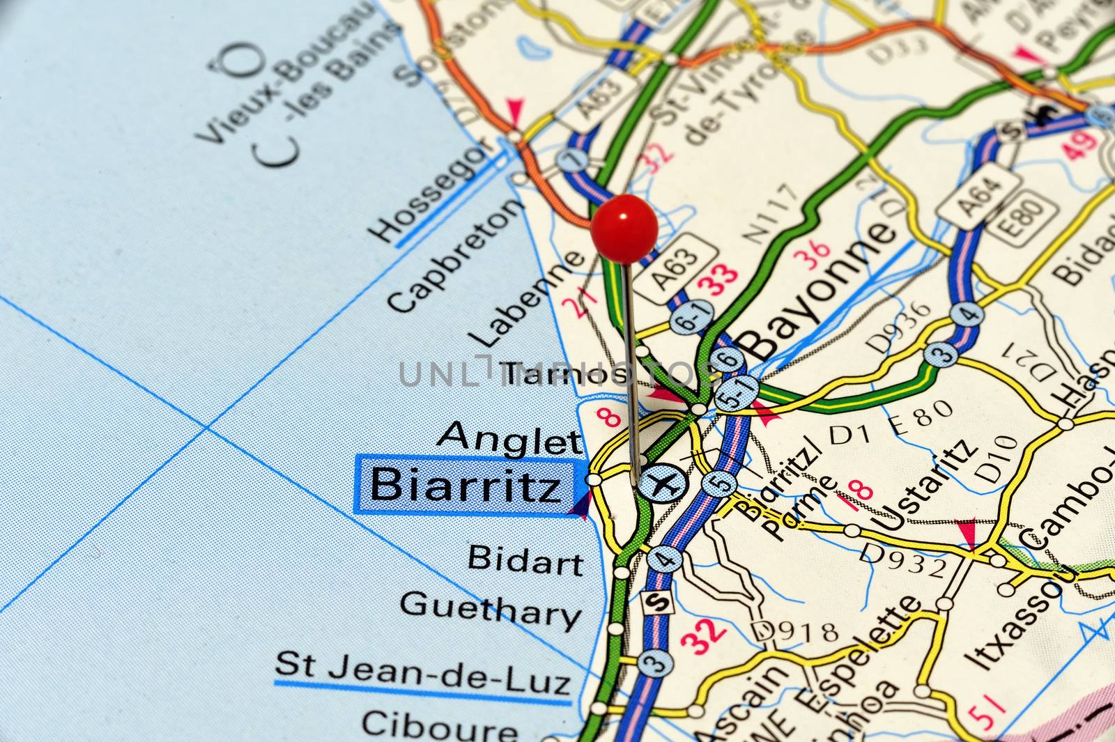 European cities on map series: Biarritz