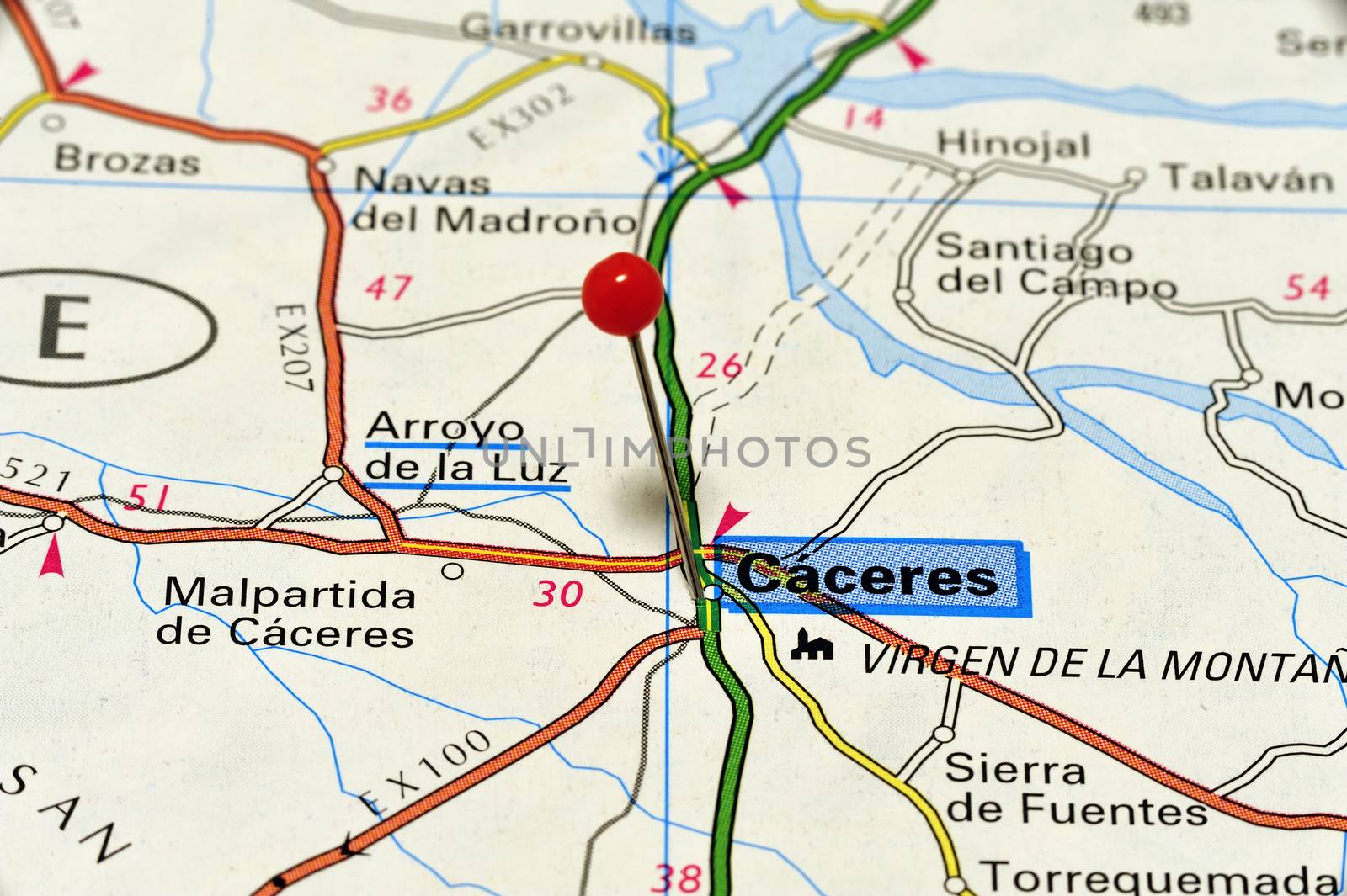 European cities on map series: Caceres