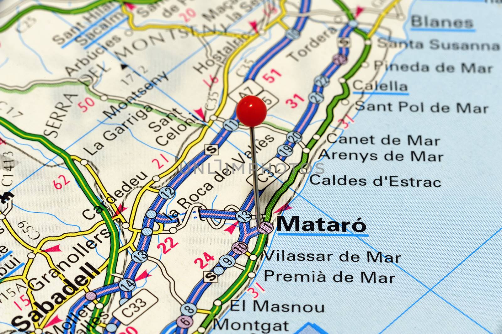 Closeup map of Mataro.