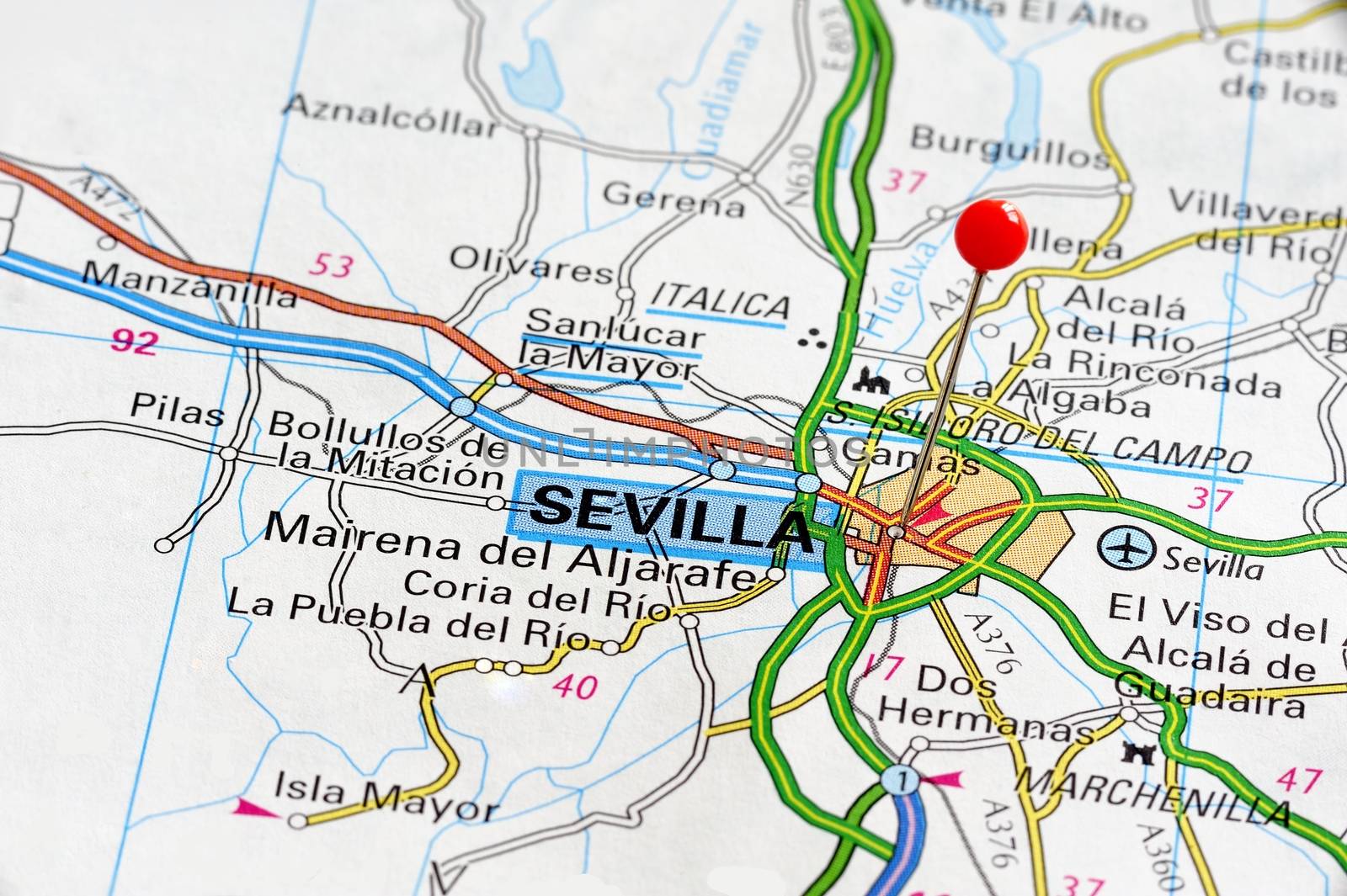 European cities on map series: Sevilla