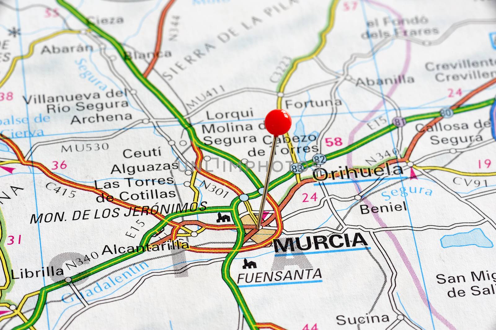 Europe cities on map series: Murcia