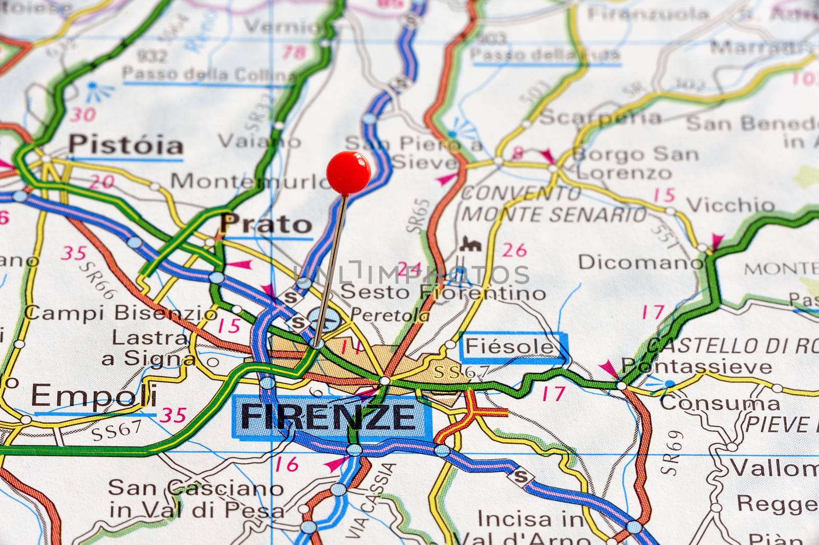 Firenze on a road map