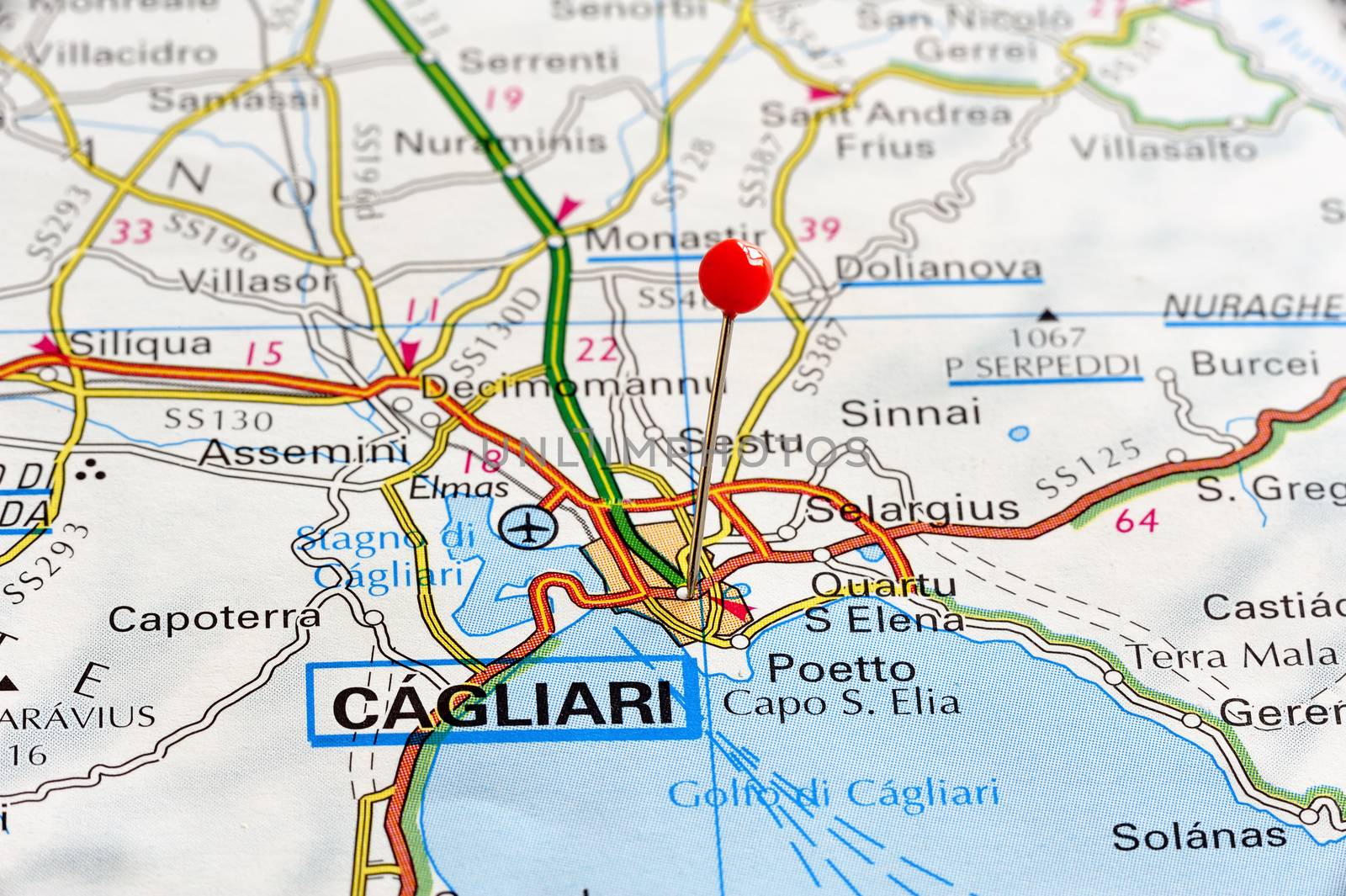 Europe cities on map series: Cagliari