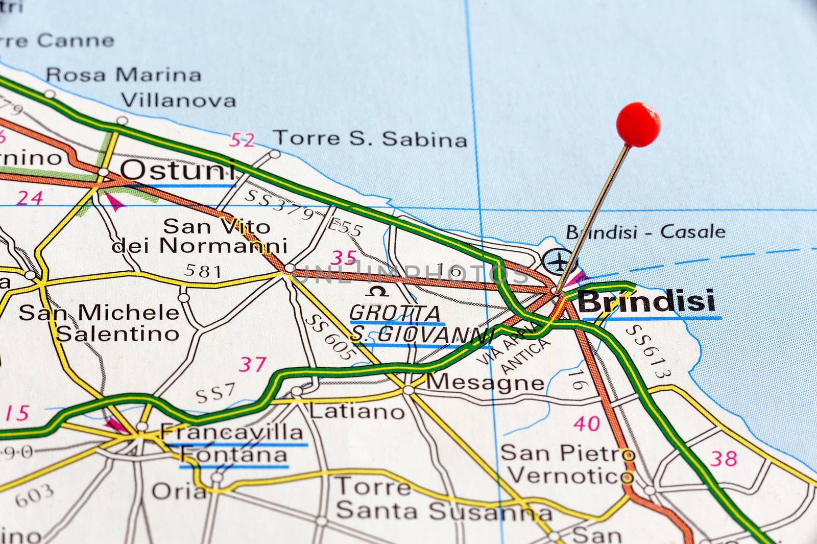 Europe cities on map series: Brindisi