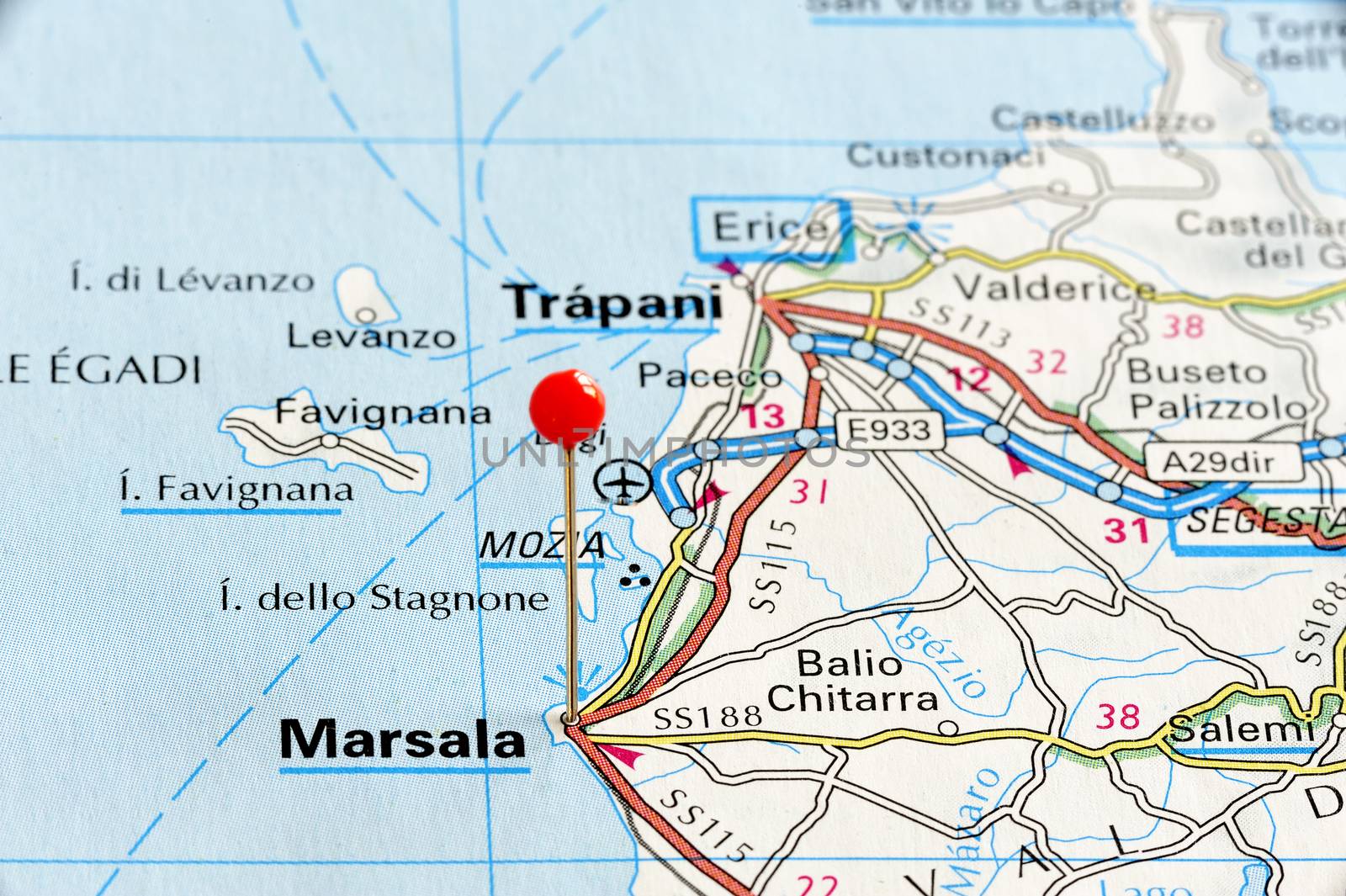 Map of Marsala in Sicily.