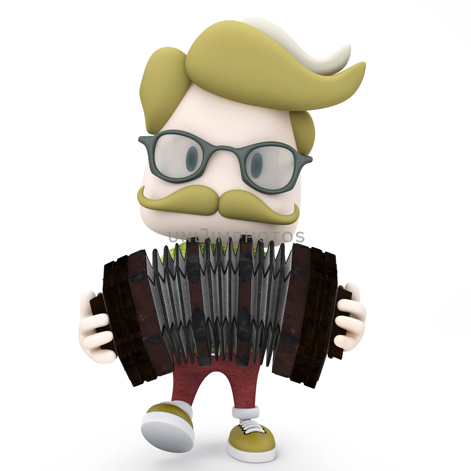 Hipster Man Playing Accordion by Zzoplanet