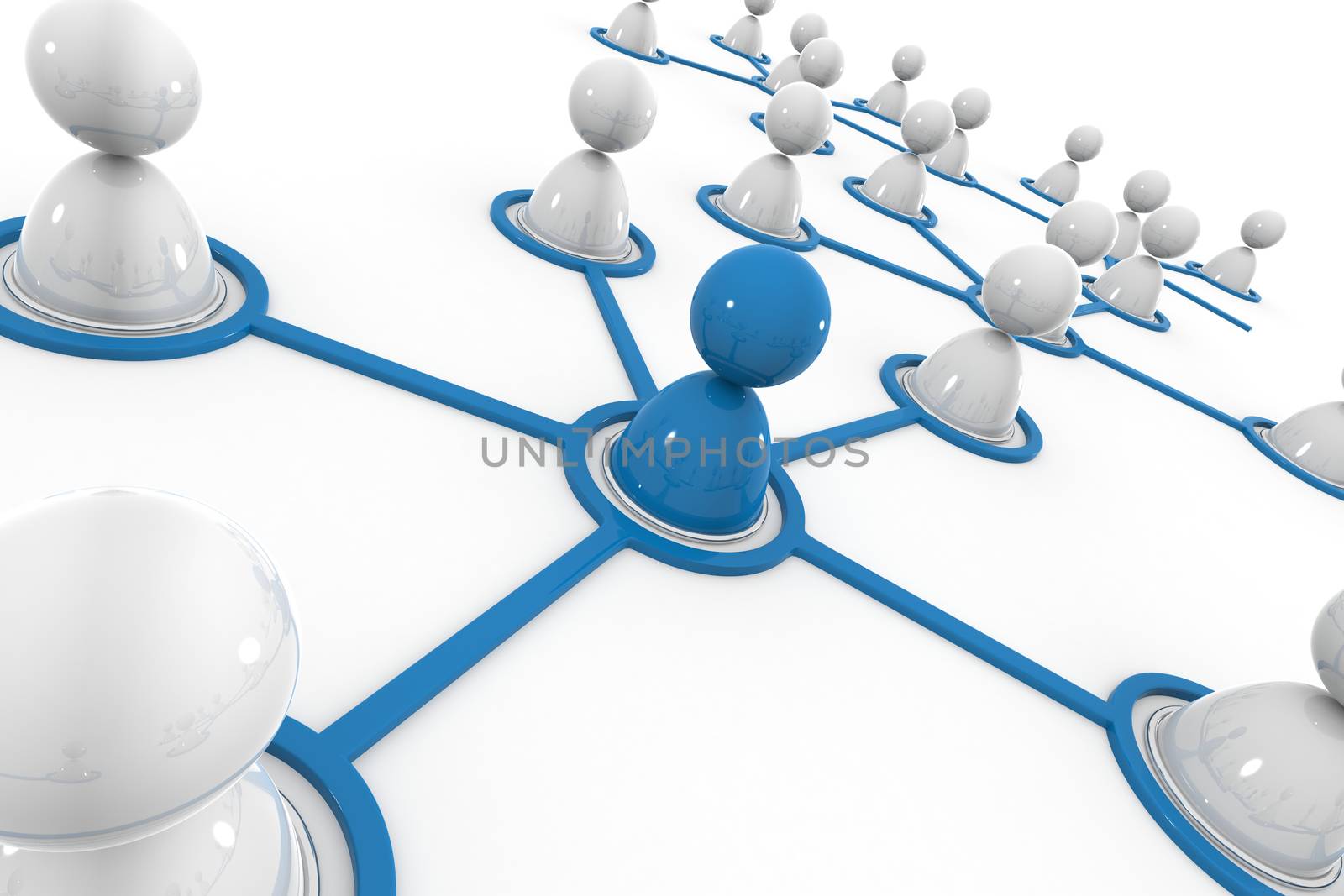 3d image of virtual men on network connection