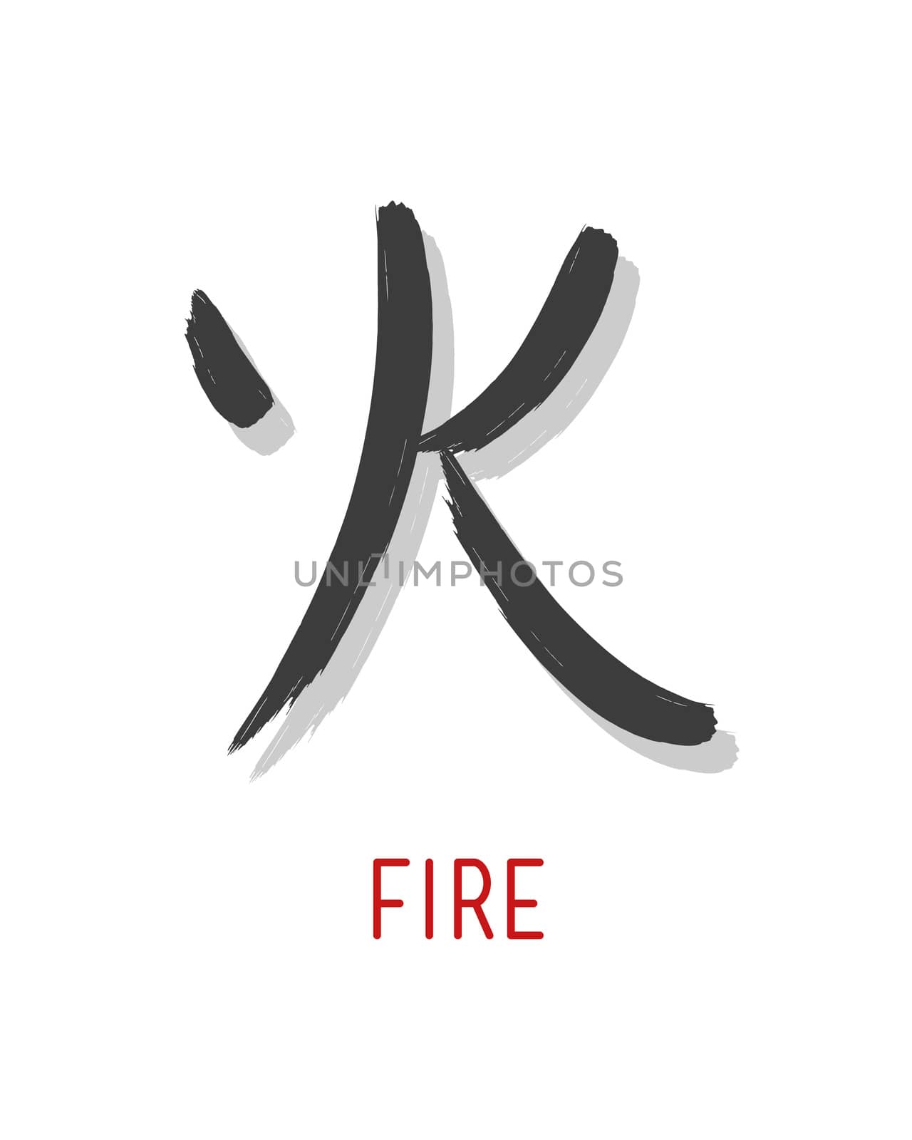 Hand drawn vector illustration or drawing of the japanese symbol for the word: Fire