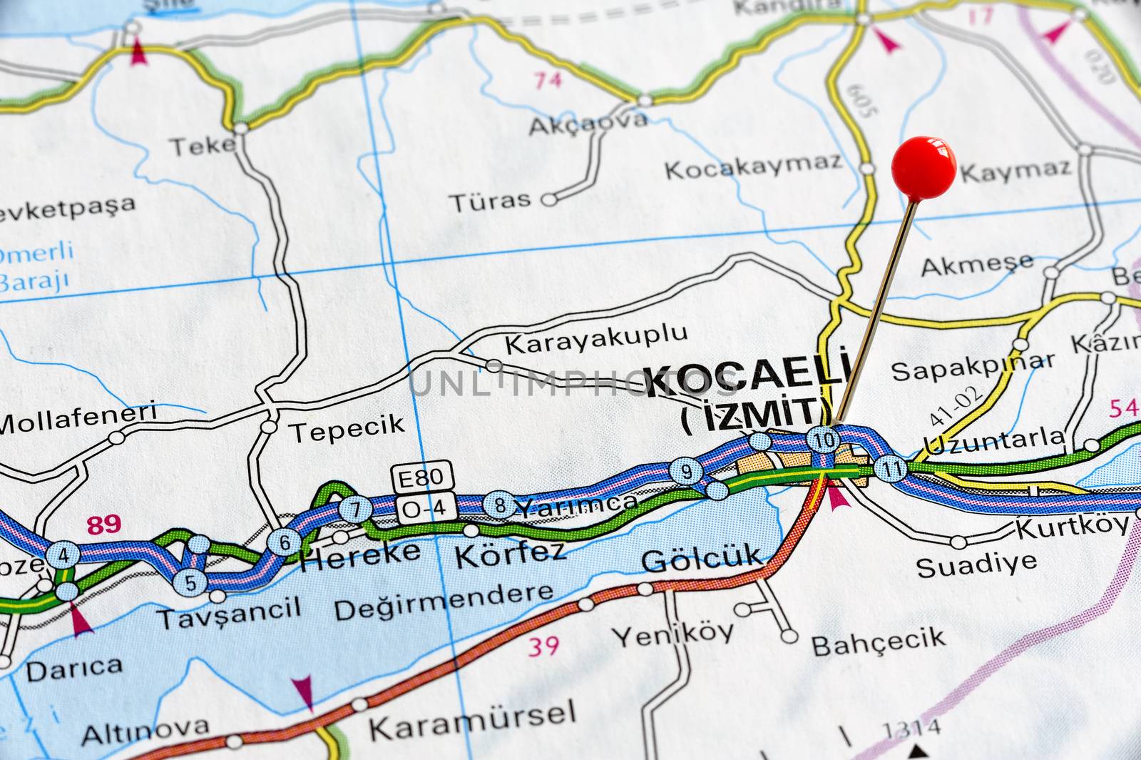 Closeup map of Kocaeli