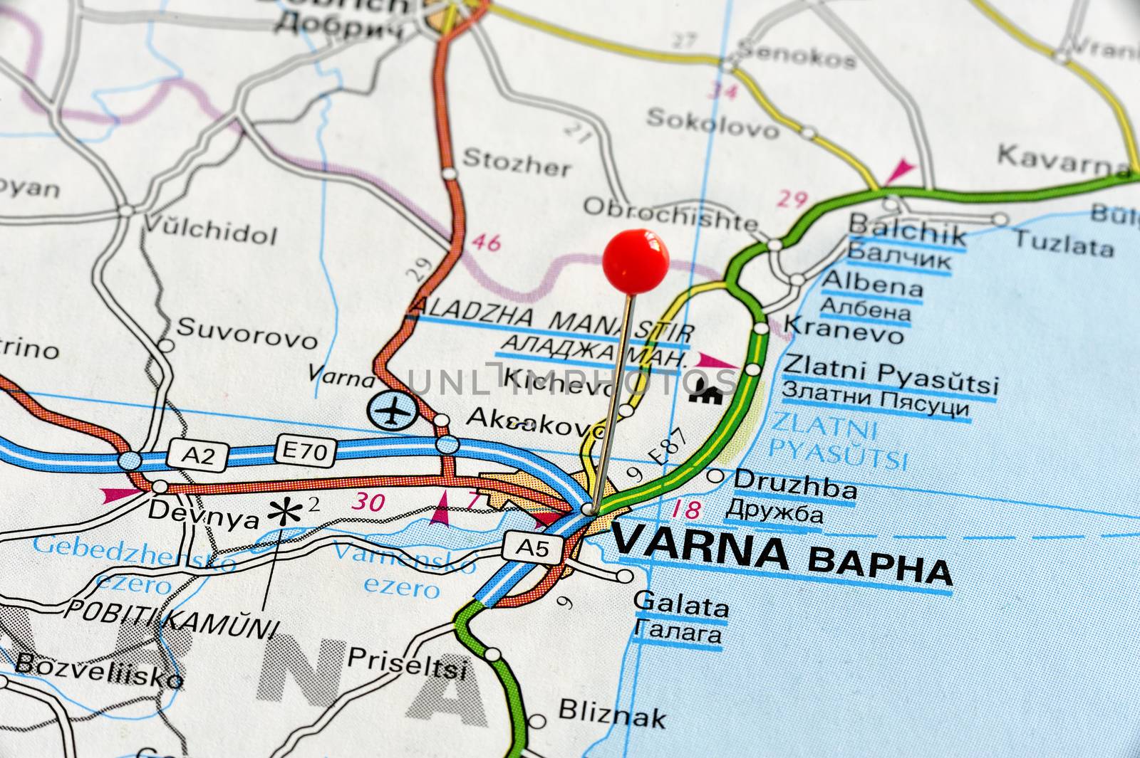 Europe cities on map series: Varna