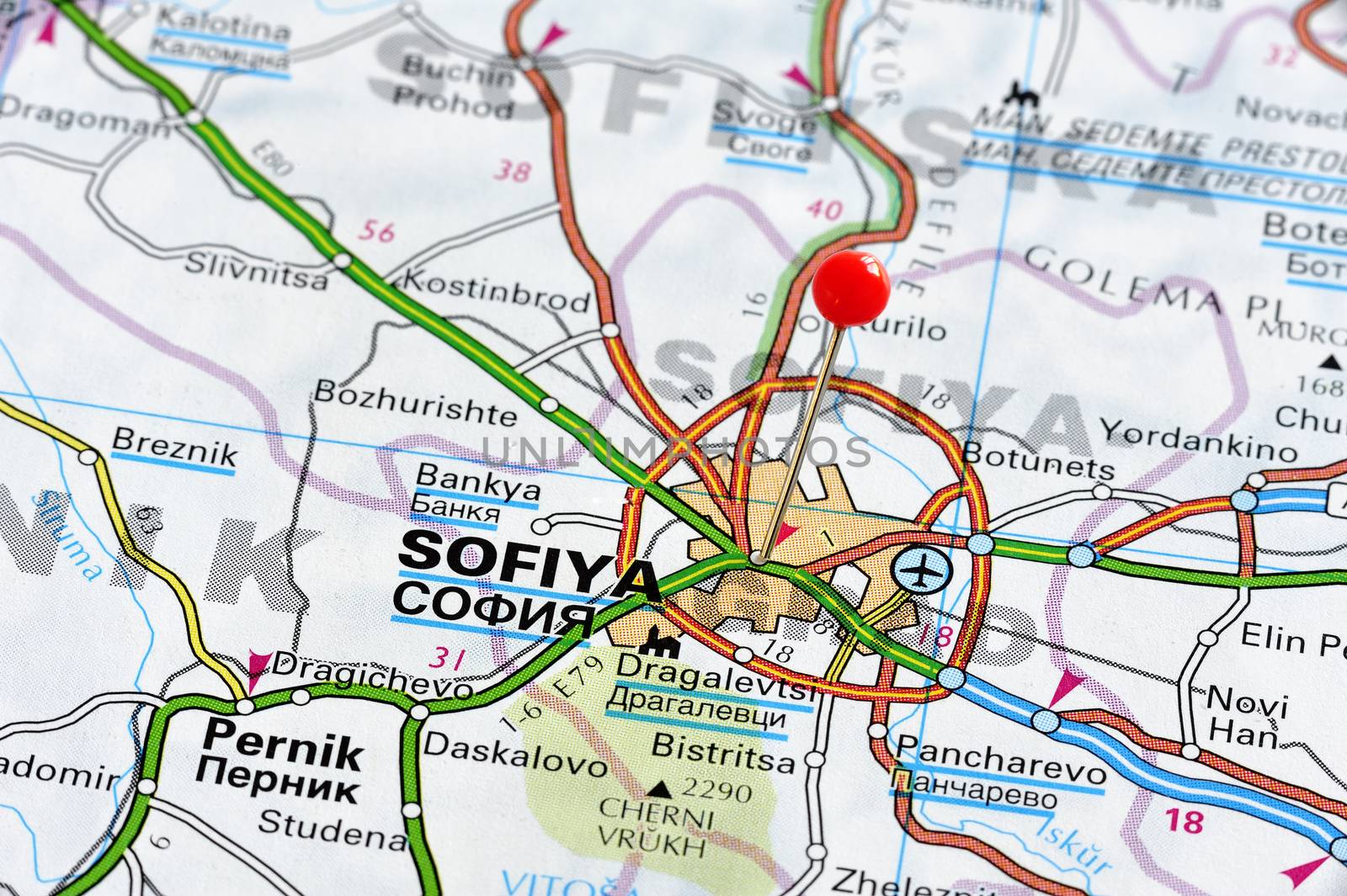 Closup map of Sofiya.