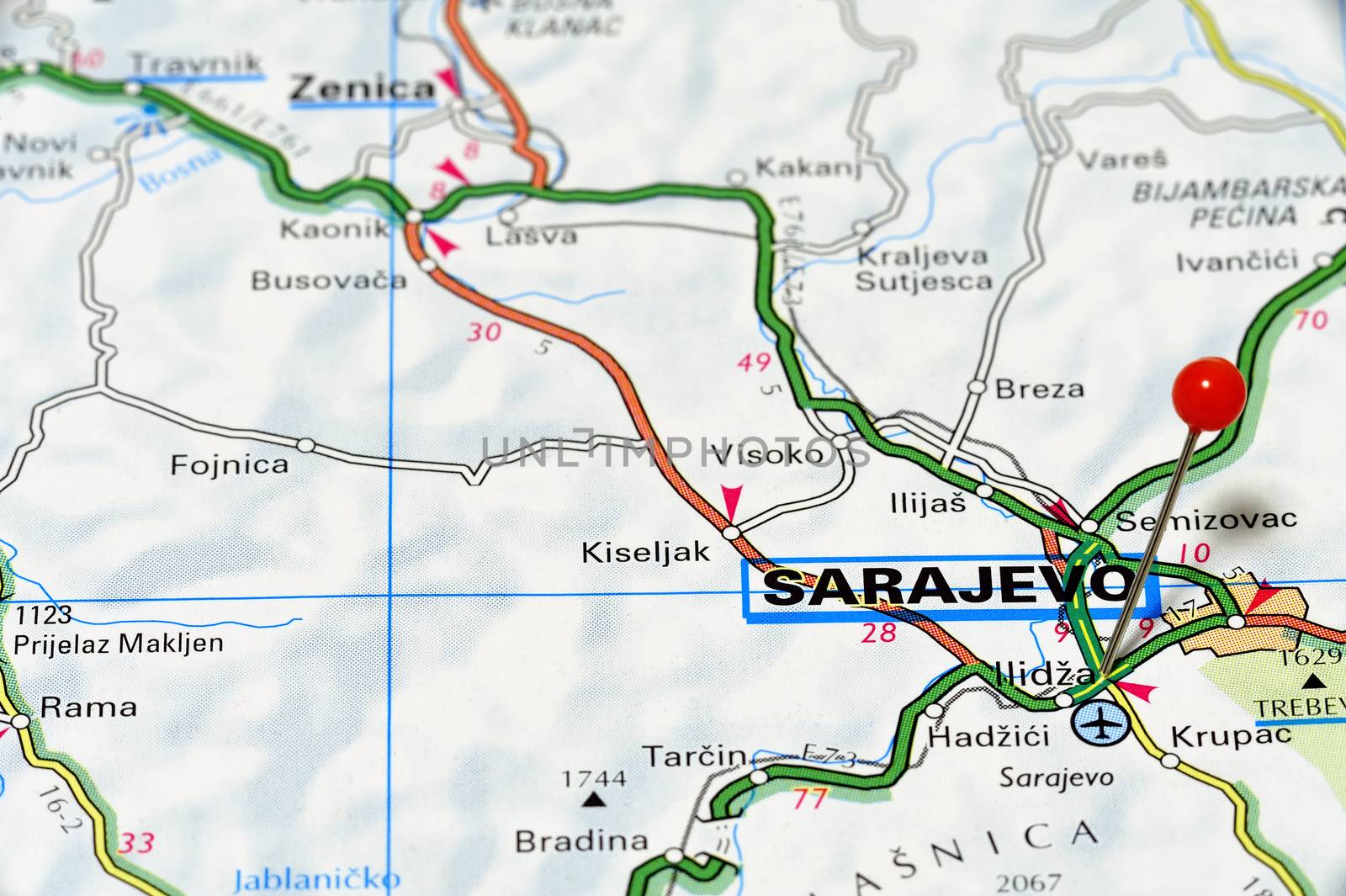 Europe cities on map series: Sarajevo