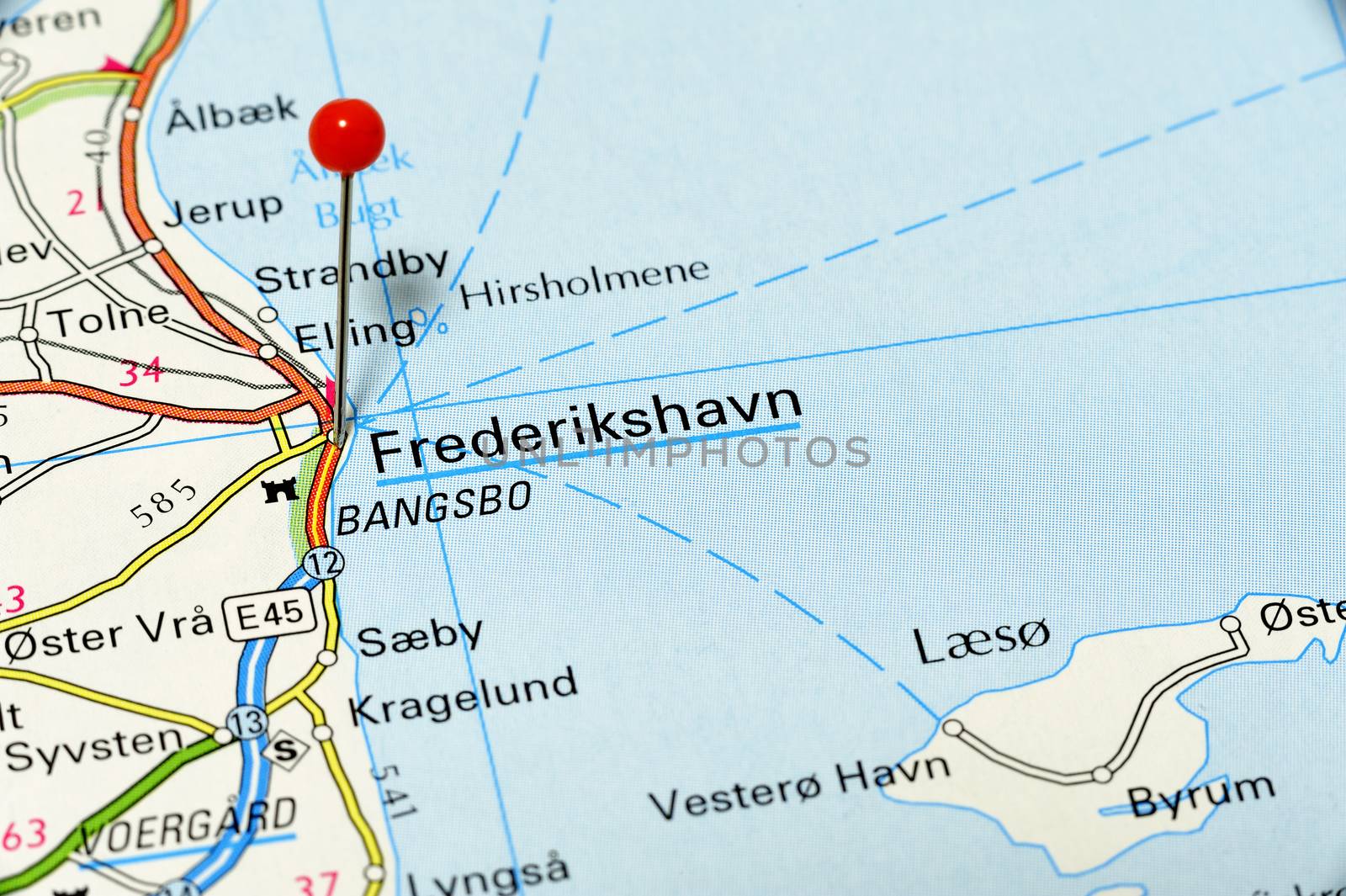 Map of Frederikshavn in Denmark