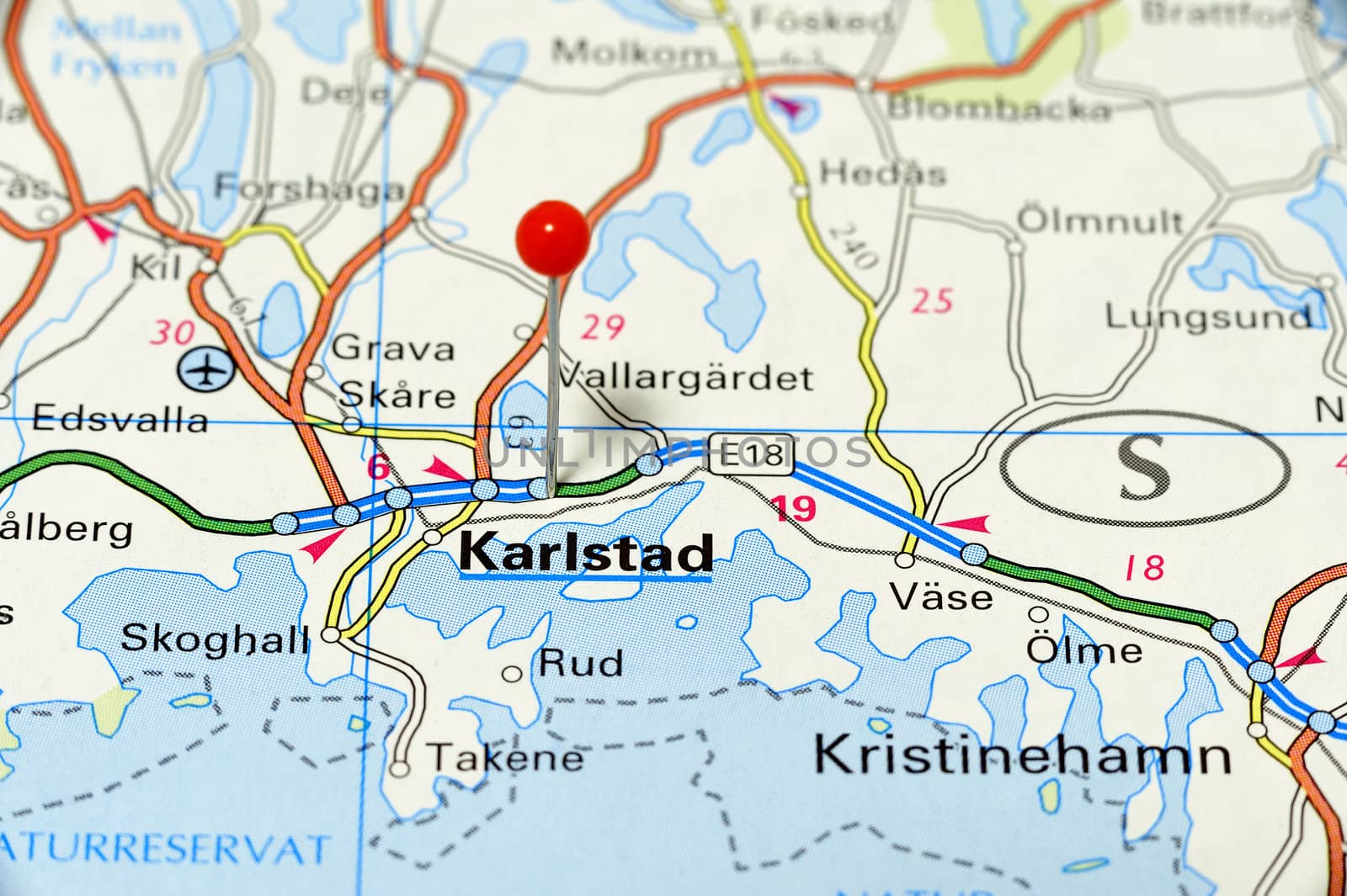 Closeup map of Karlstad. Karlstad a city in Sweden.