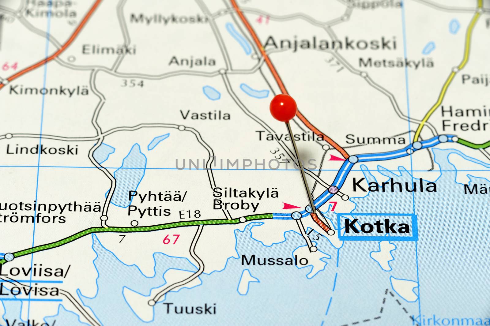 Closeup map of Cotca. Cotca a city in Finland.