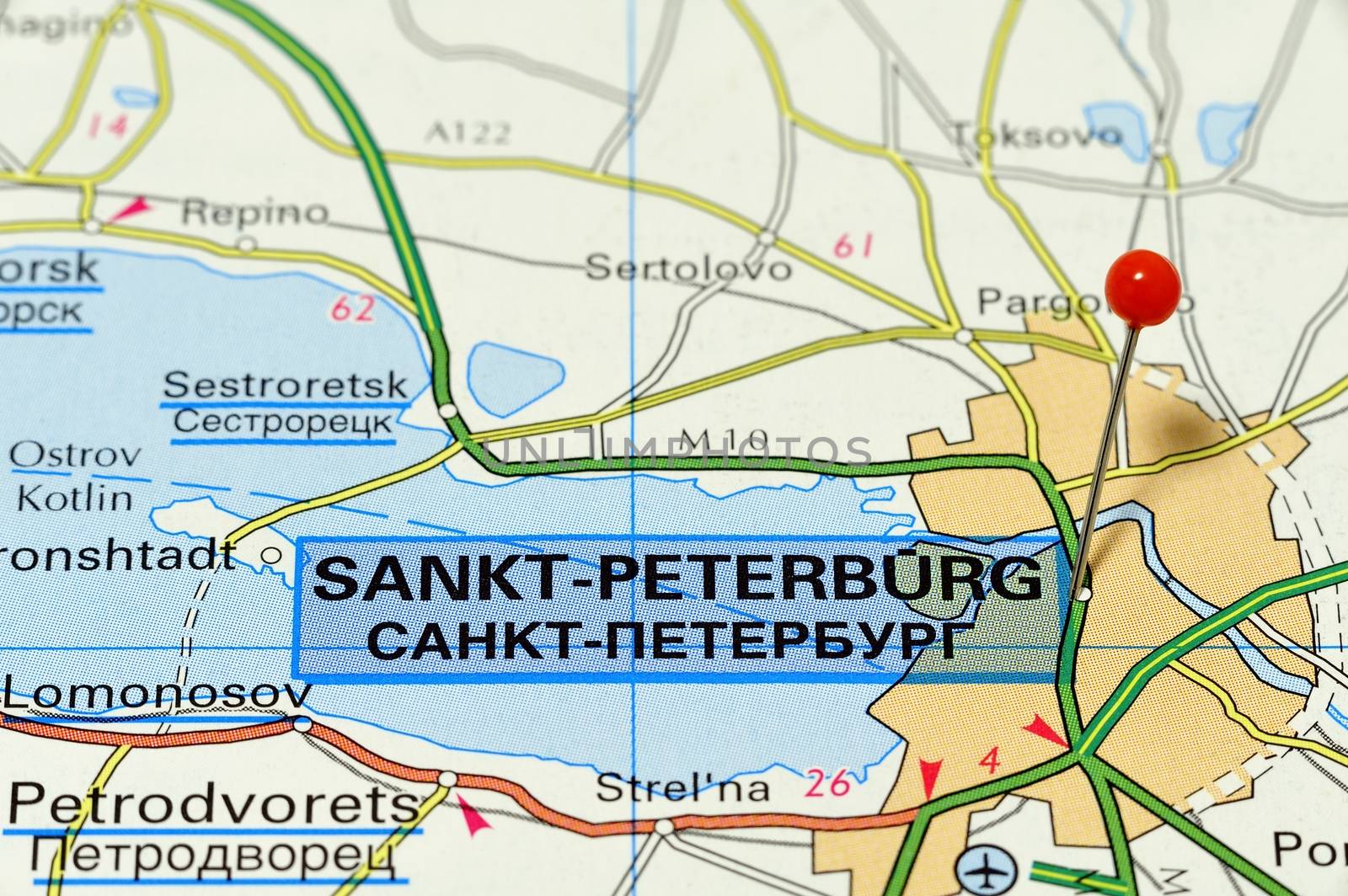 Closeup map of Sant-Peterburg. Sant-Peterburg a city in Russia.