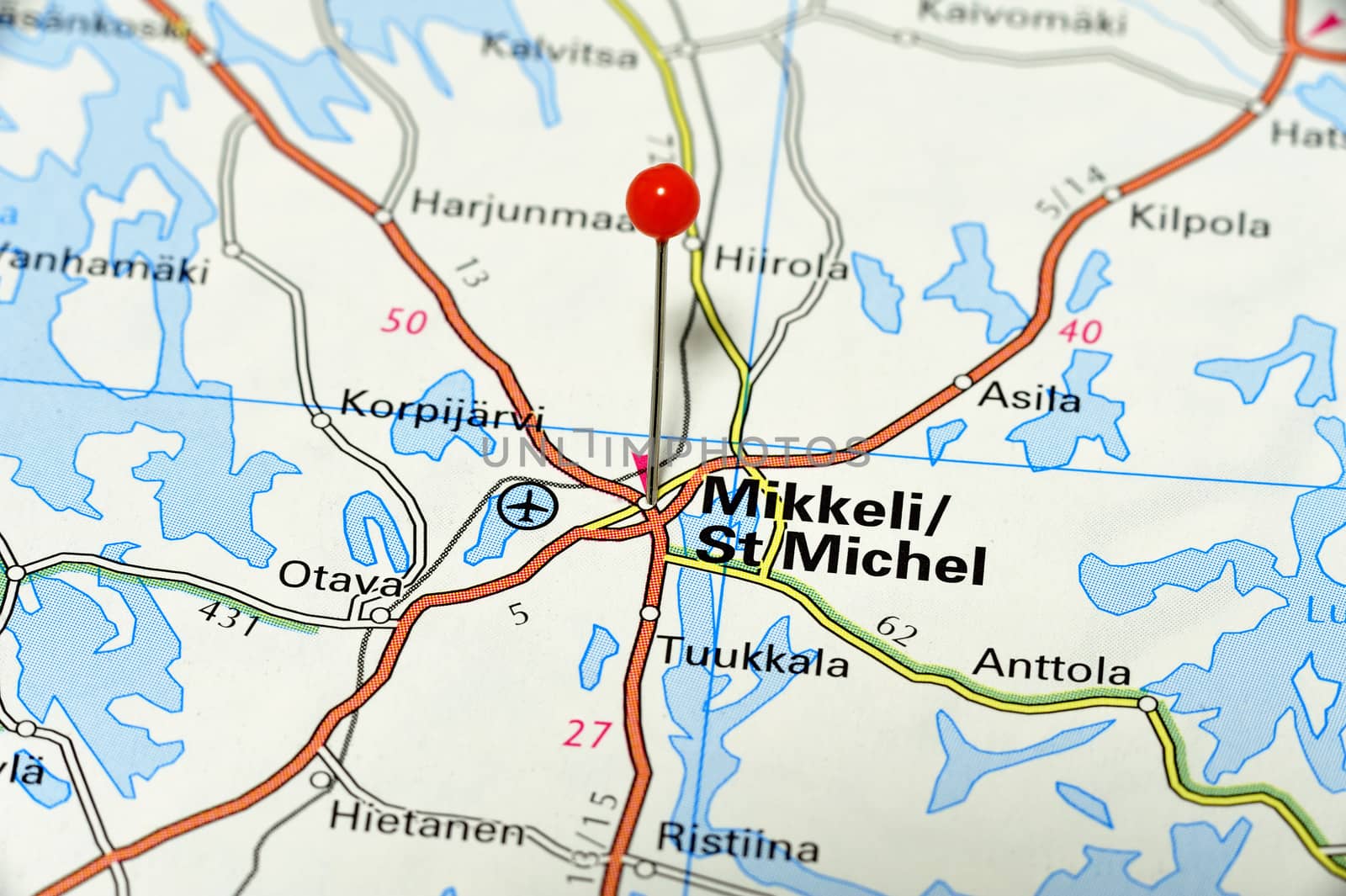 Closeup map Mikkeli. Mikkeli a city in Finland.