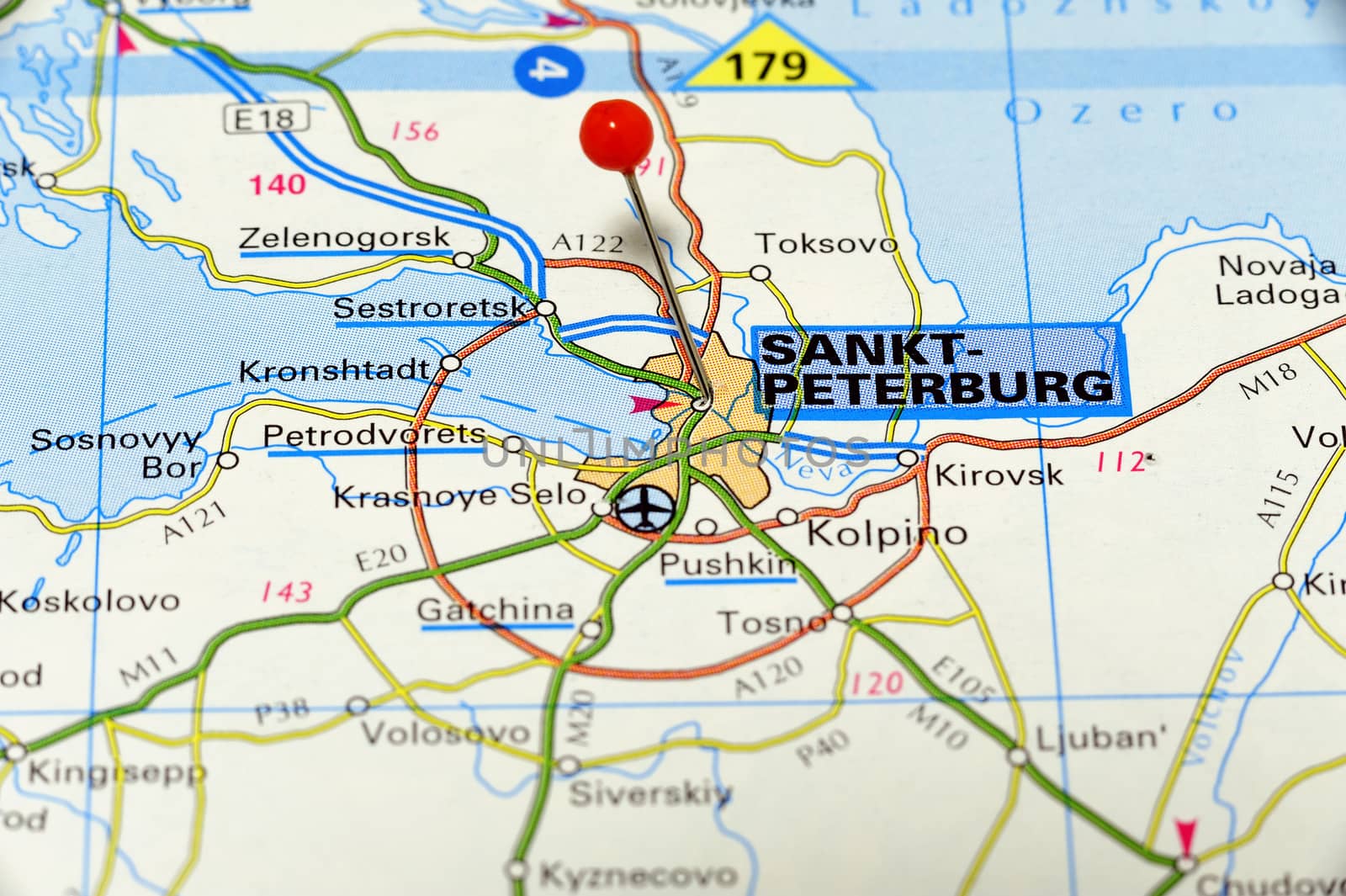 Closeup map of Sant-Perterburg. Sant-Peterburg a city in Russia.