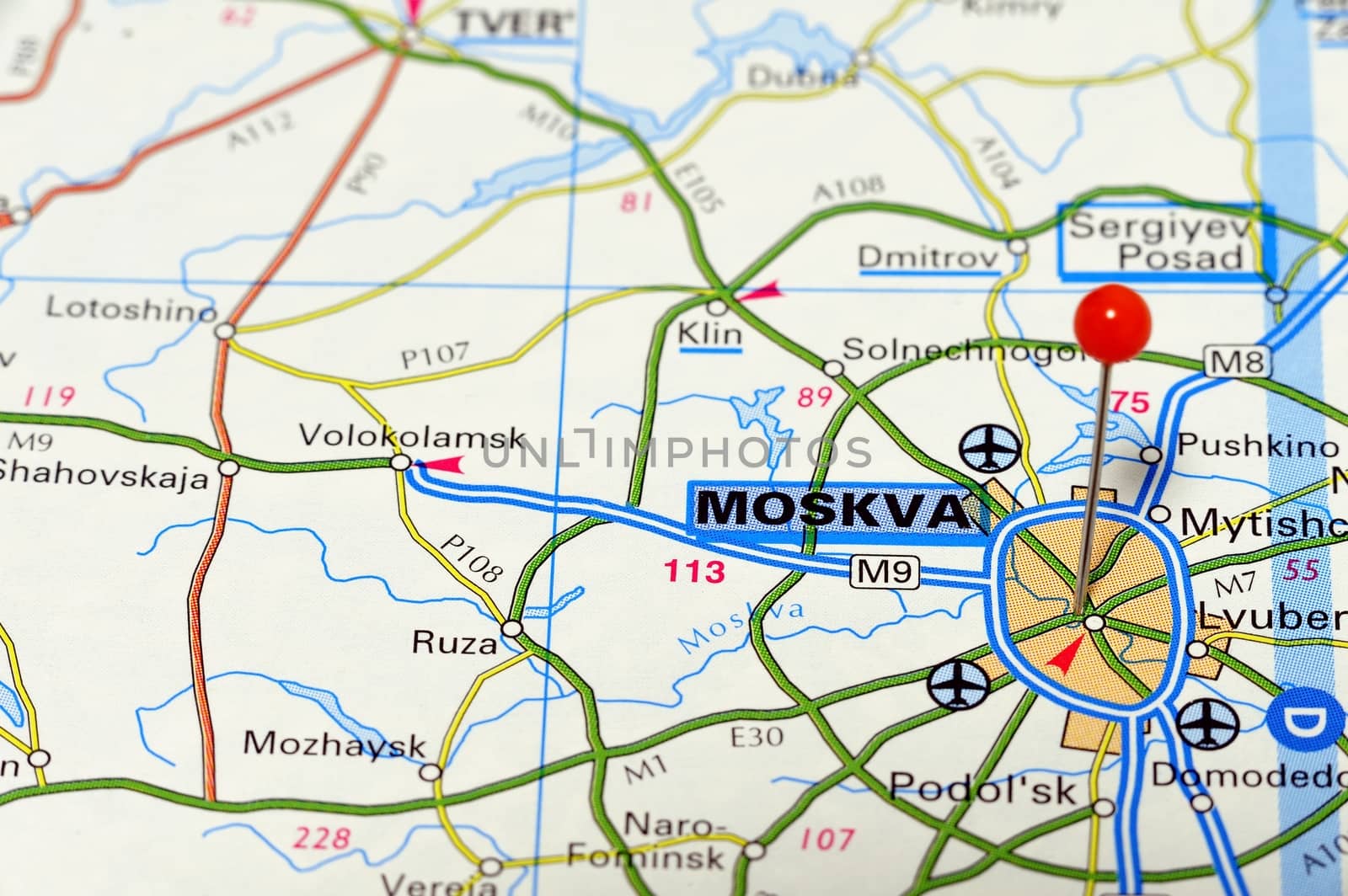 Closeup map of Moskva. Moskva i city in Russia