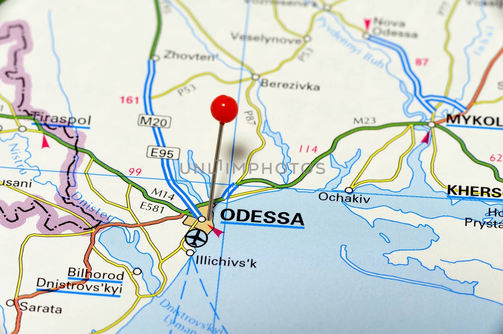 Closeup map of Odessa.