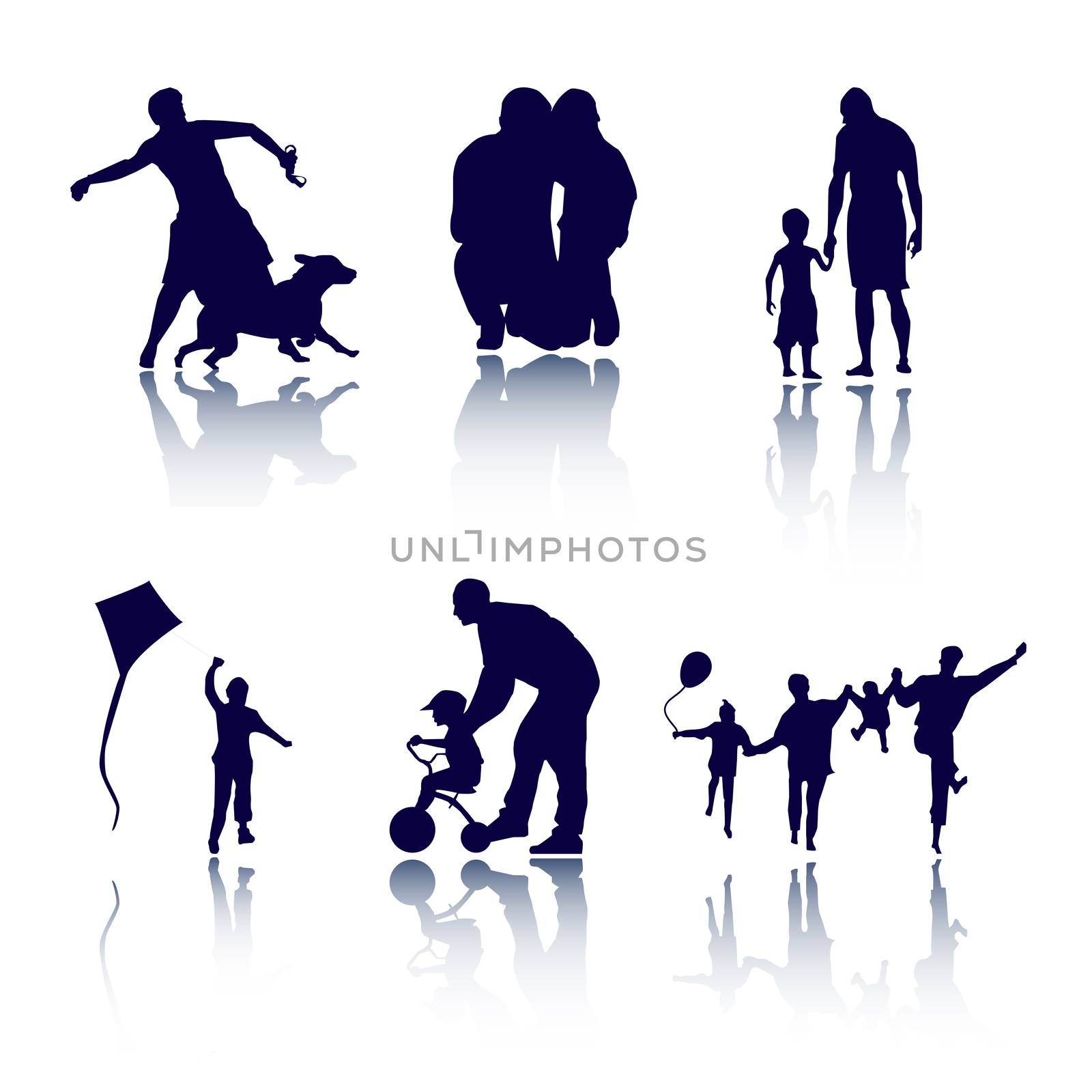 Set of Family Playing Vector Illustration
