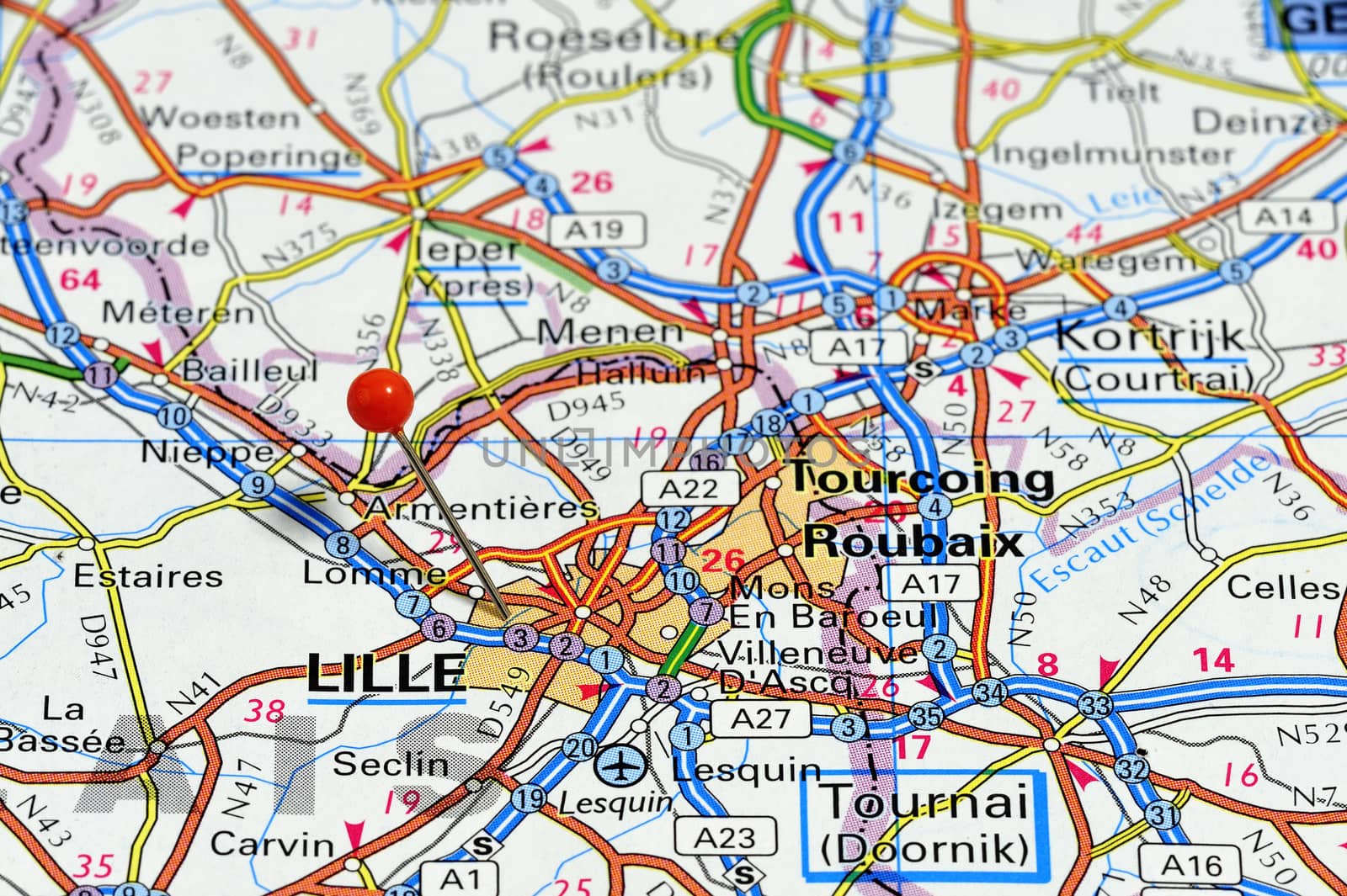 Closeup map of Lille